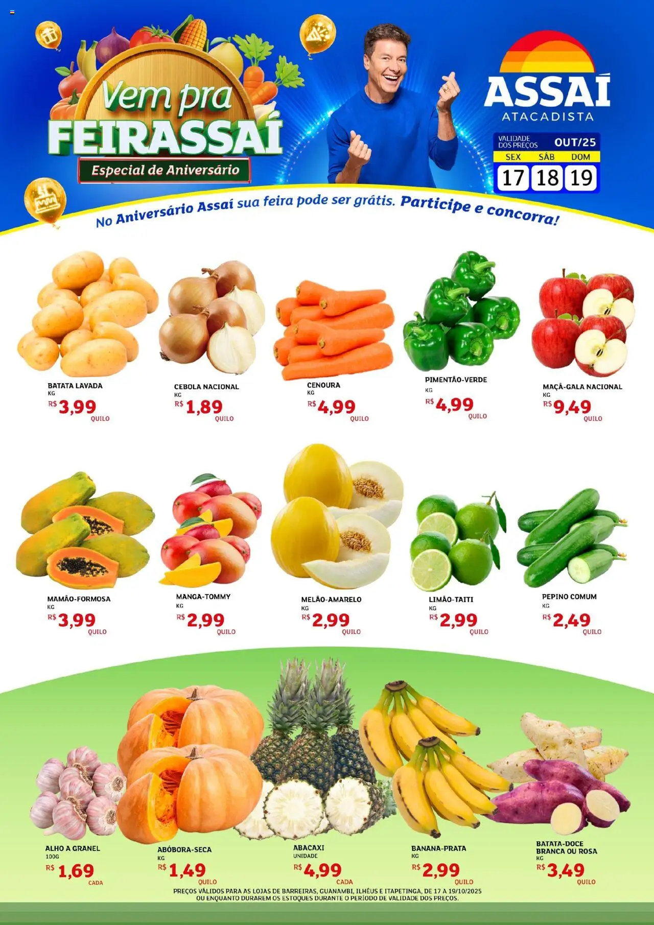 Assaí Atacadista Folheto - válido de 17.10.2025 | Página: 1 | Produtos: Cebola, Abacaxi, Cenoura, Batata