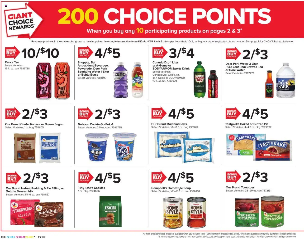Giant Weekly Ad - valid from 12.09.2025 | Page: 2 | Products: Cookies, Water, Sugar, Peach