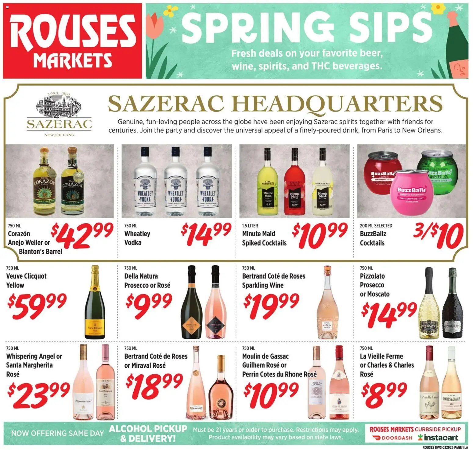 Rouses Monthly Alcohol Flyer - valid from 29.03.2026 | Page: 1 | Products: Wine, Vodka