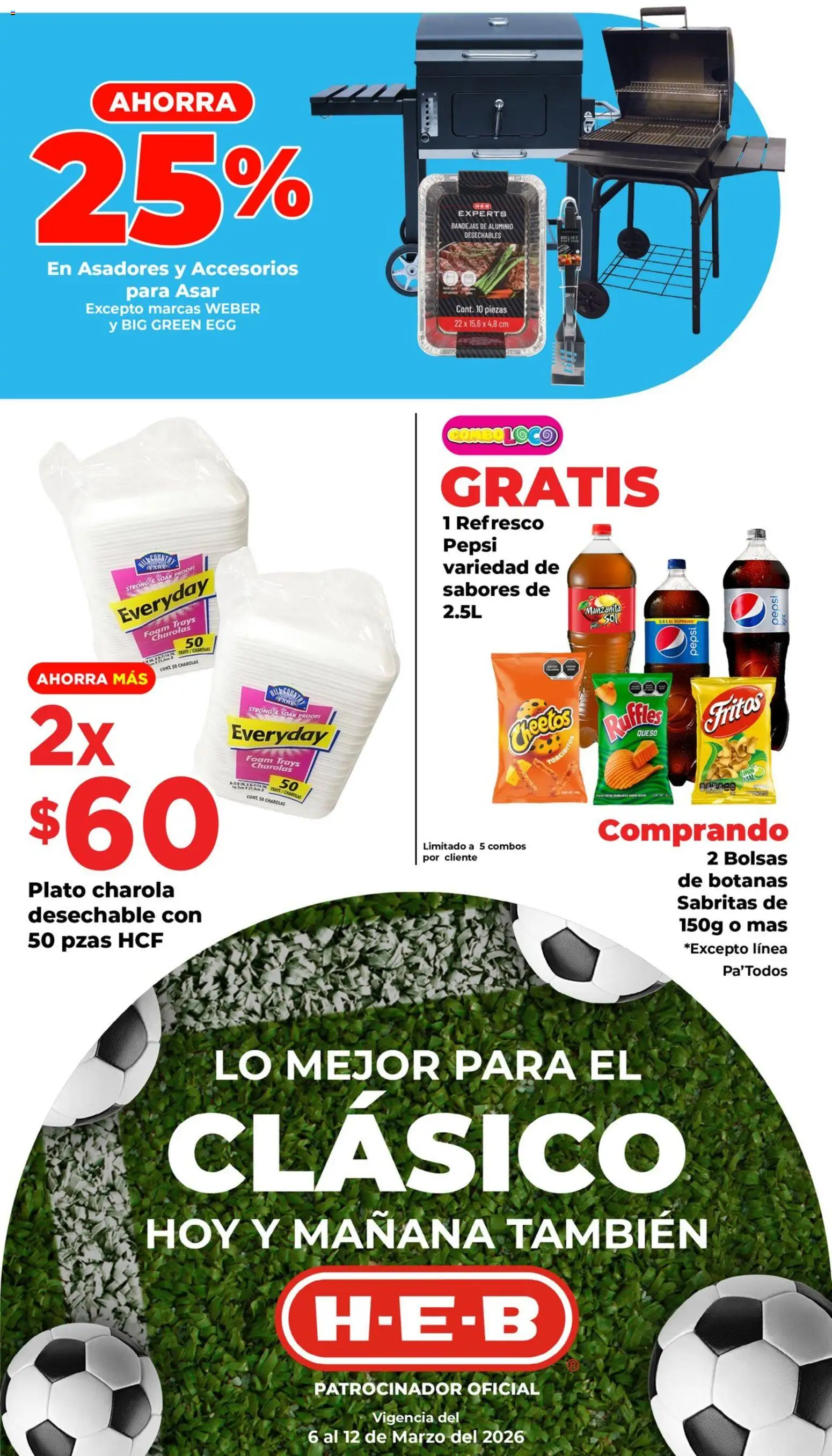 Nuevas ofertas de H-E-B válidas en toda la República Mexicana desde el 06.03.2026. ¡Encuentra las mejores ofertas en H-E-B folleto Para el Clásico! | Página: 5 | Productos: Refresco, Limón, Queso