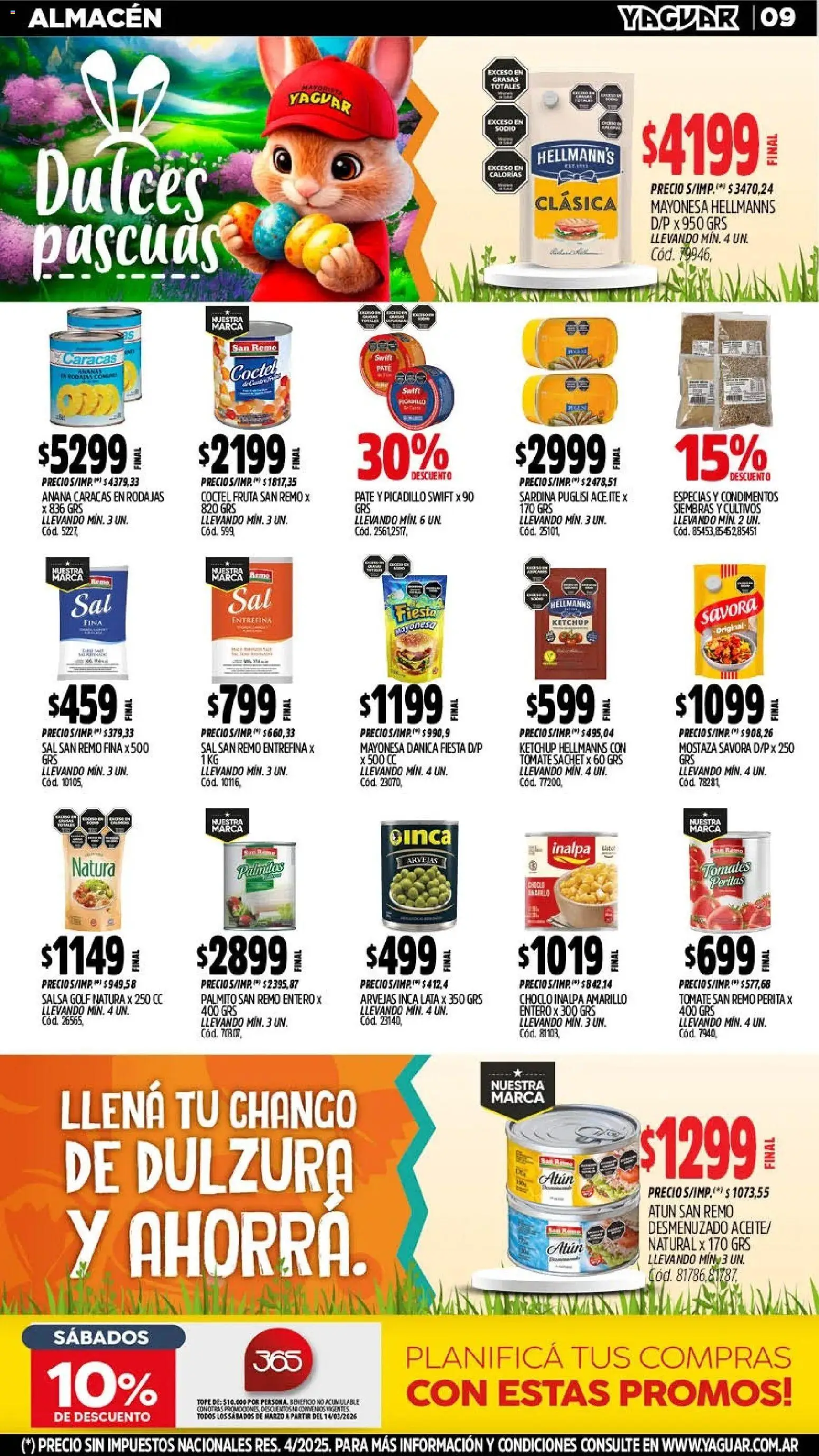 Yaguar - Oferta Semanal Chaco │ válido desde el 16.03.2026 | Página: 9 | Productos: Mayonesa, Mostaza, Paté, Picadillo