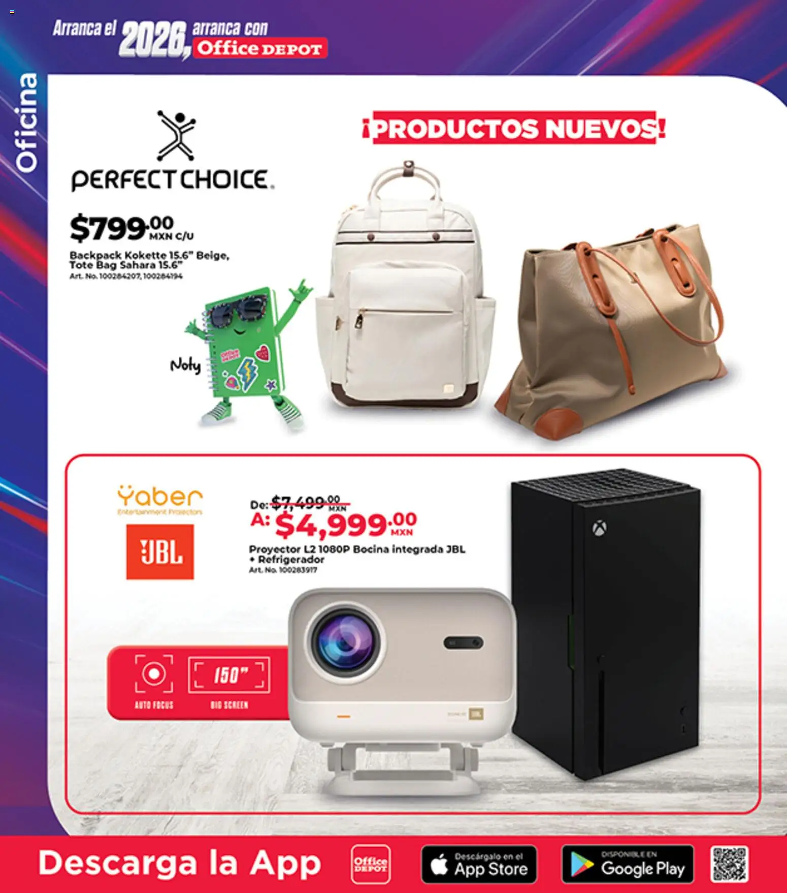 Nuevas ofertas de Office Depot válidas en toda la República Mexicana desde el 01.02.2026. ¡Encuentra las mejores ofertas en Office Depot catálogo! | Página: 8 | Productos: Refrigerador, Proyector, Bocina