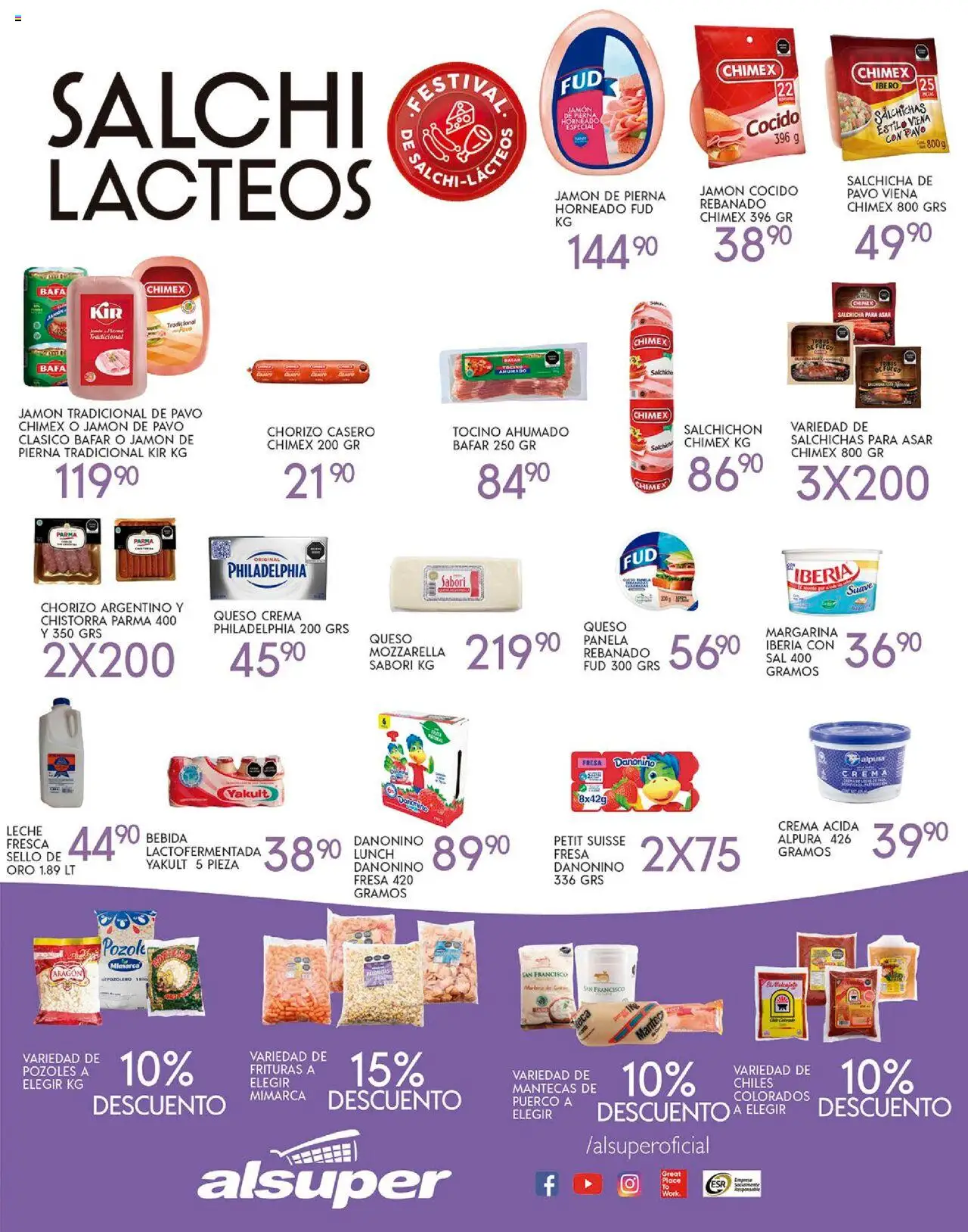 Nuevas ofertas de Alsuper válidas en toda la República Mexicana desde el 16.09.2025. ¡Encuentra las mejores ofertas en Alsuper - Folleto! | Página: 3 | Productos: Salchicha, Queso crema, Queso, Mp3