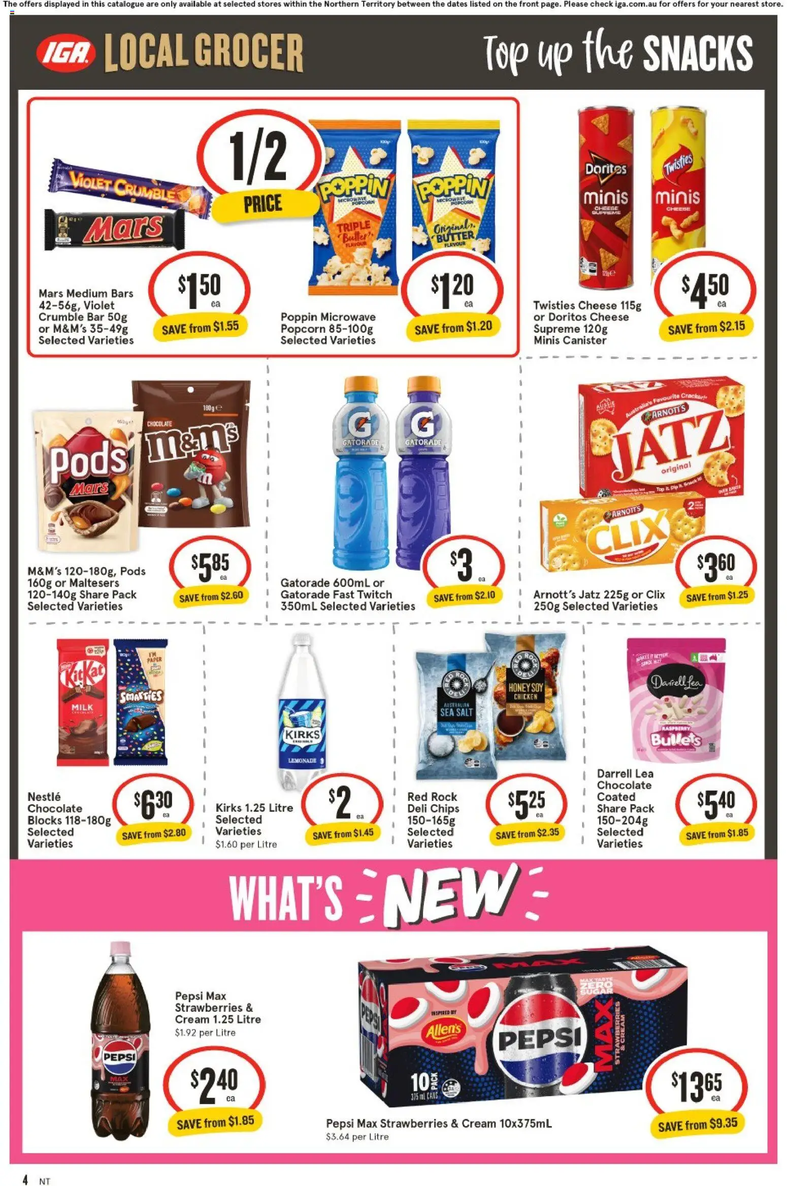 IGA catalogue - valid from 07.01.2026 | Page: 4 | Products: Dairy, Chocolate, Meat, Chips