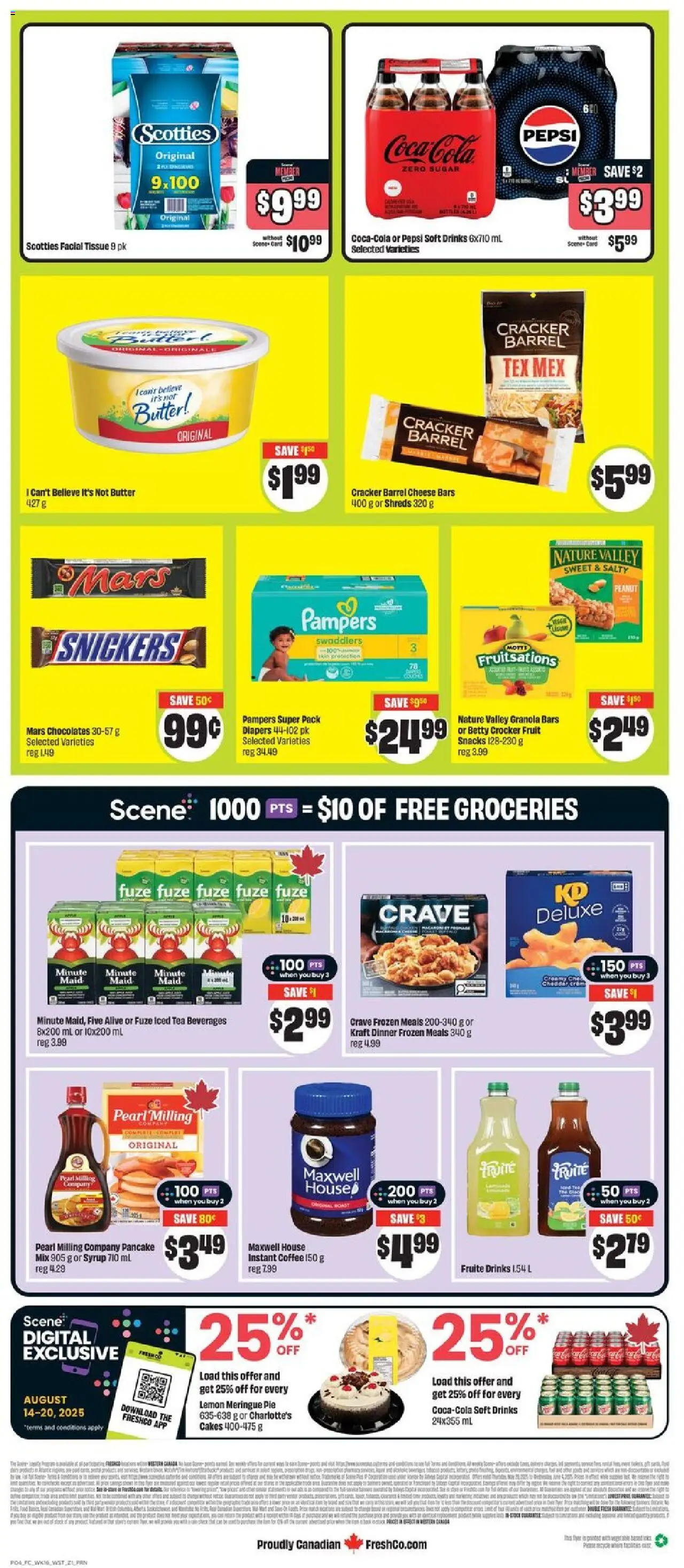 FreshCo flyer valid from 14.08.2025 | Page: 3 | Products: Tea, Butter, Cheese, Coffee
