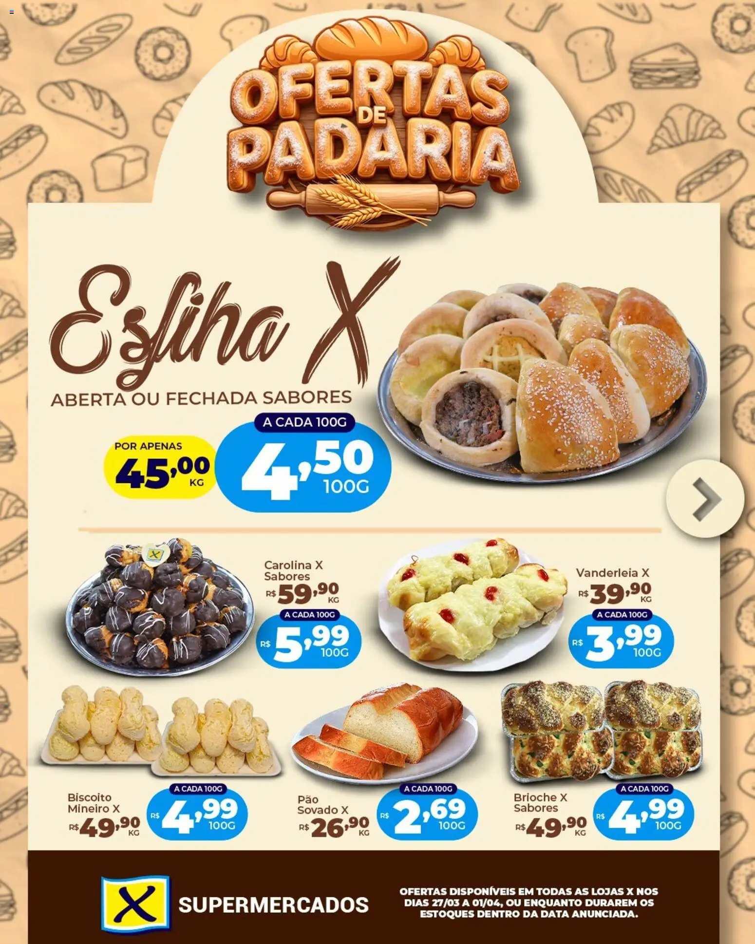 X Supermercados Folheto - válido de 27.03.2026 | Página: 1 | Produtos: Biscoito