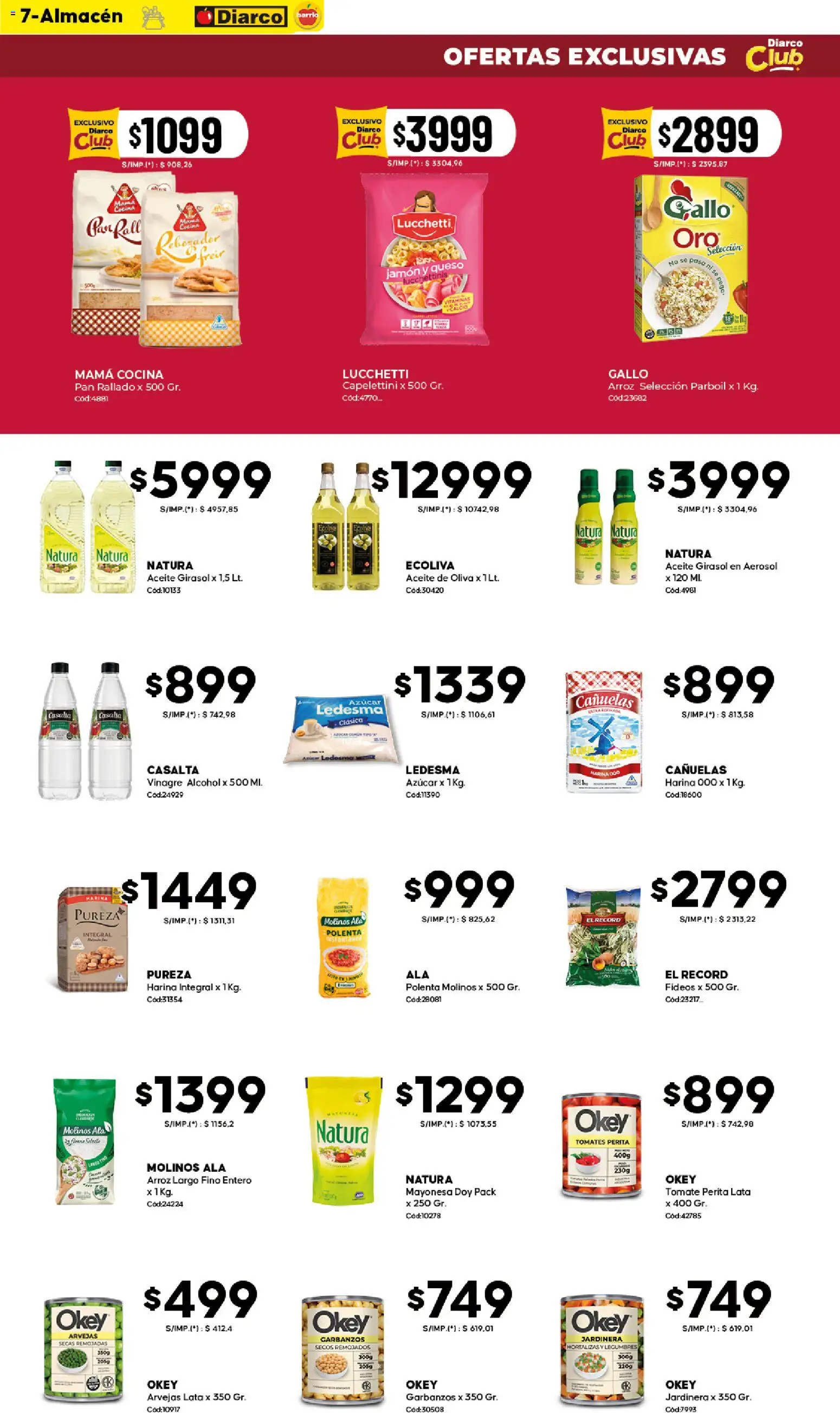 Diarco - Ofertas Diarco Barrio │ válido desde el 27.04.2026 | Página: 7 | Productos: Harina, Aceite, Fideos, Pan rallado
