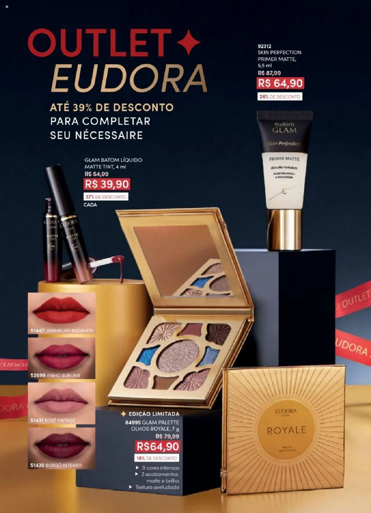 Eudora Folheto - válido de 06.06.2025 | Página: 104 | Produtos: Batom, Necessaire, Vinho, Primer