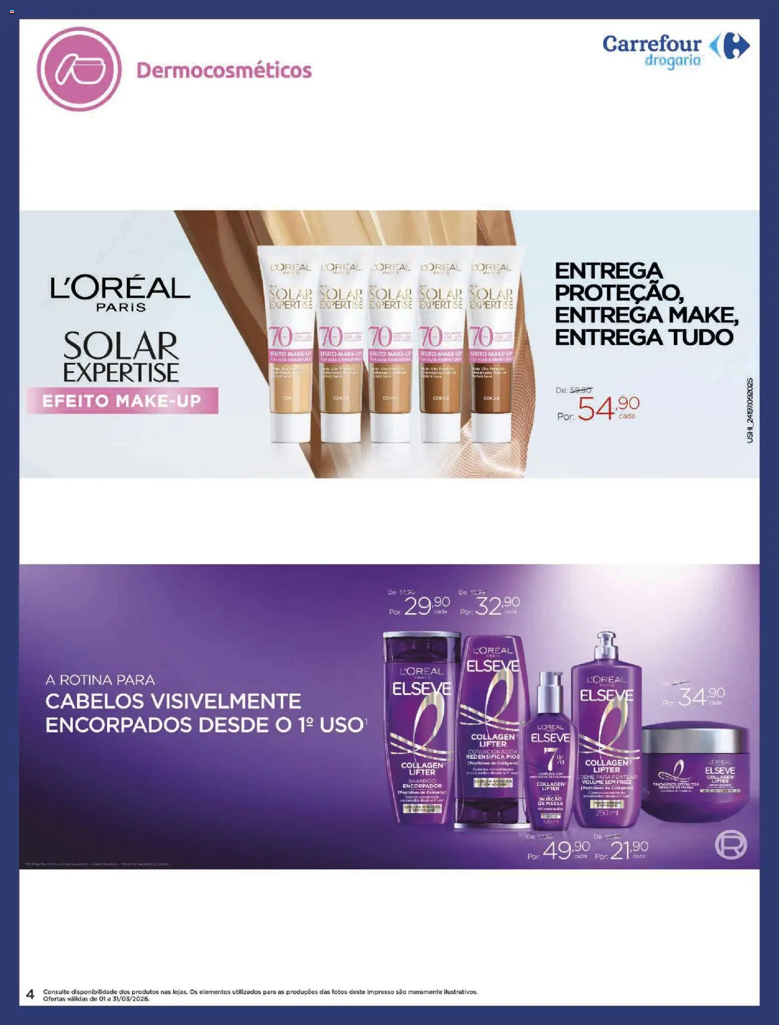 Carrefour Folheto - válido de 01.03.2026 | Página: 4 | Produtos: Shampoo, Colágeno, Condicionador, Massa
