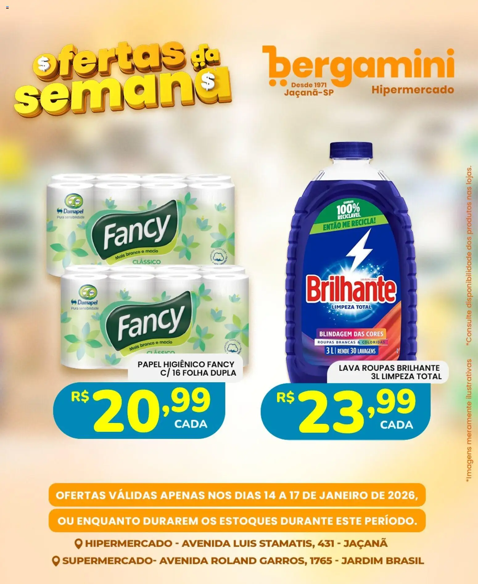 Supermercado Bergamini Folheto - válido de 14.01.2026 | Página: 22 | Produtos: Roupas, Papel higiênico