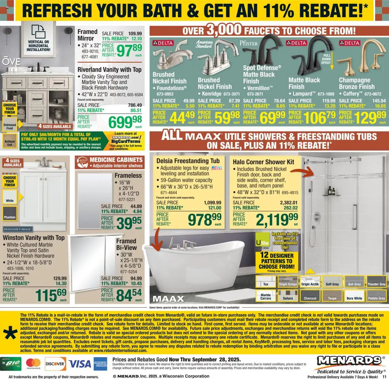 Menards Weekly Ad - valid from 17.09.2025 | Page: 18 | Products: Bath, Shower, Mirror, Water