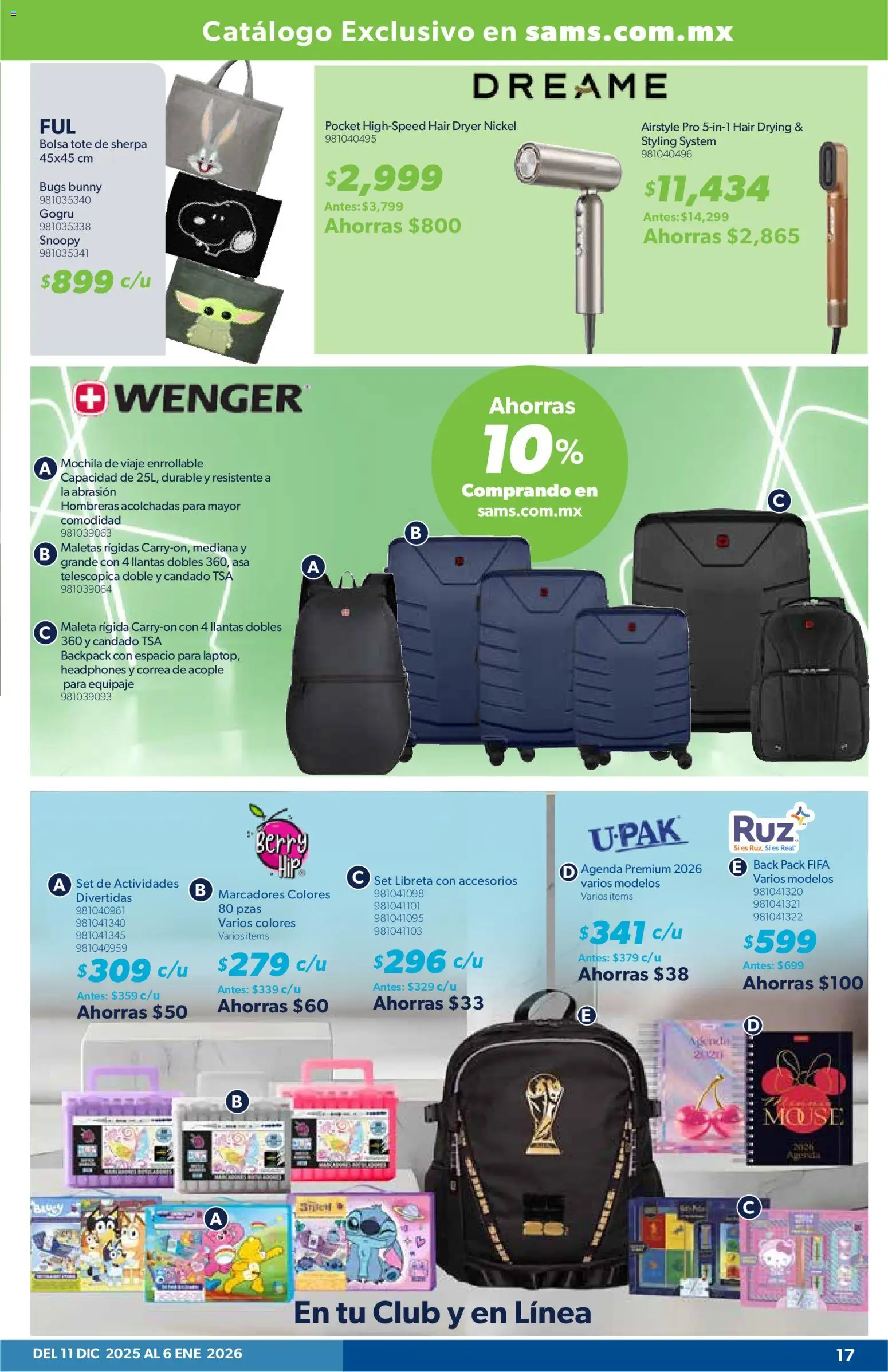 Nuevas ofertas de Sam's Club válidas en toda la República Mexicana desde el 11.12.2025. ¡Encuentra las mejores ofertas en Sam's Club catálogo Frontera! | Página: 16 | Productos: Candado, Bolsa, Mochila, Maleta