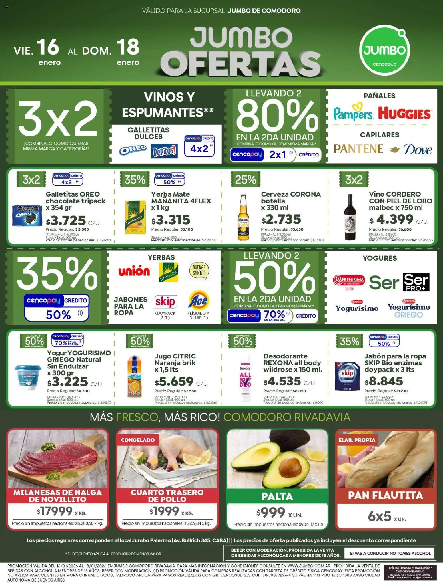 Jumbo - Ofertas | Comodoro │ válido desde el 16.01.2026 | Página: 1 | Productos: Desodorante, Ropa, Yogur, Pañales