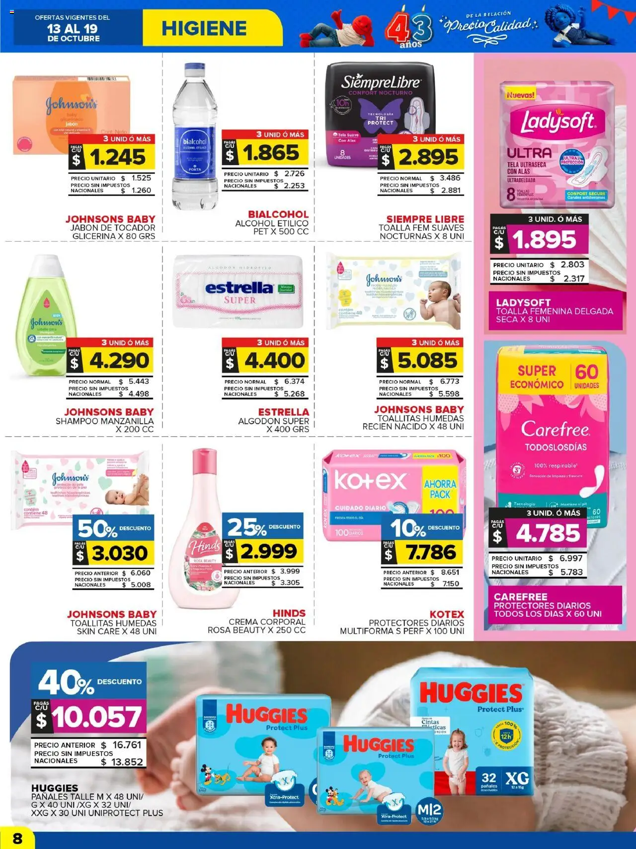 Carrefour Maxi catálogo - Jujuy │ válido desde el 13.10.2025 | Página: 8 | Productos: Toalla, Algodón, Toallitas húmedas, Jabón