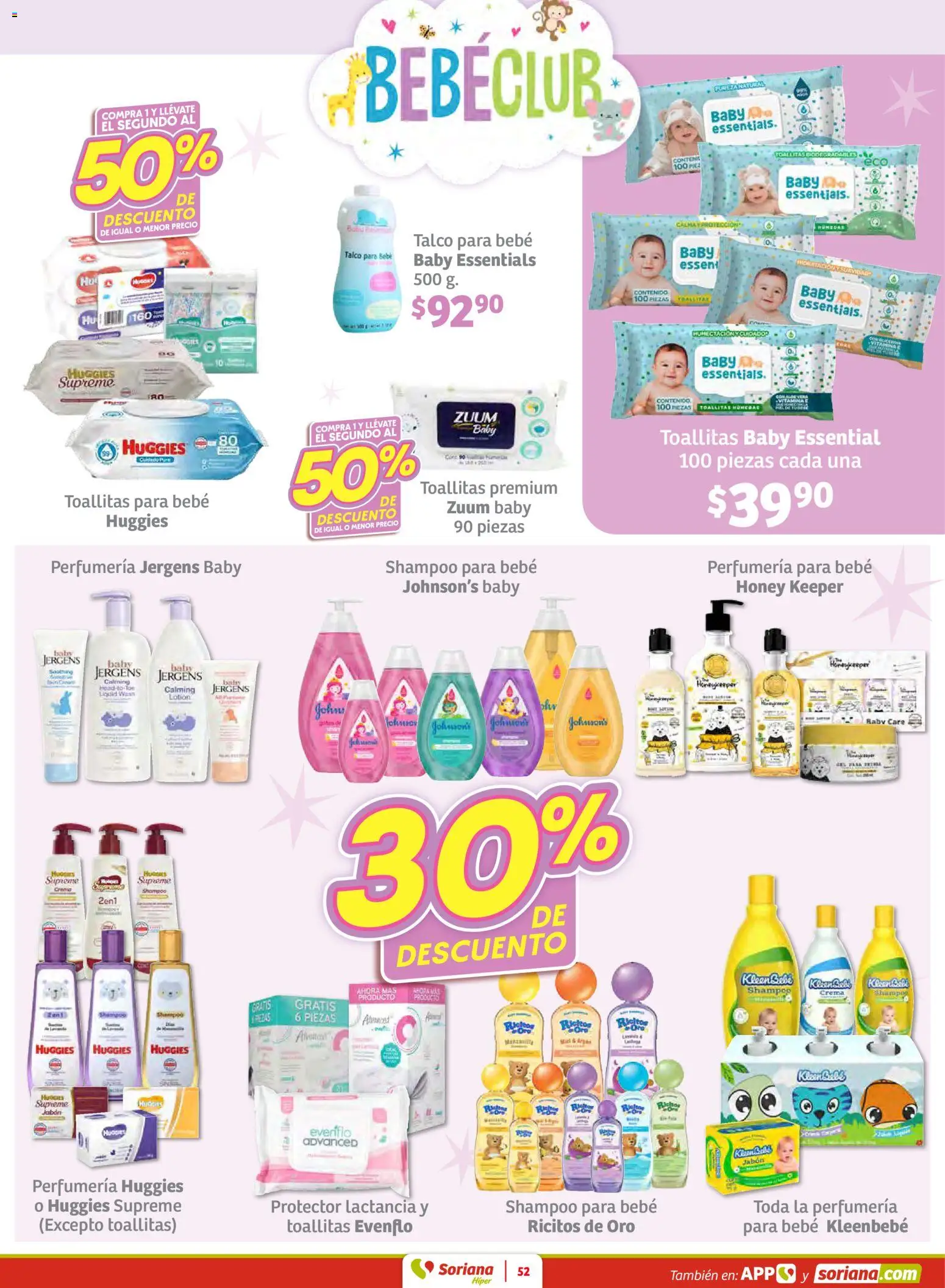 Nuevas ofertas de Soriana válidas en toda la República Mexicana desde el 30.01.2026. ¡Encuentra las mejores ofertas en Soriana - Preciazazaso Híper: Camp, Chia, Oax, Q. Roo, Tab, Yuc! | Página: 52 | Productos: Crema, Jabón