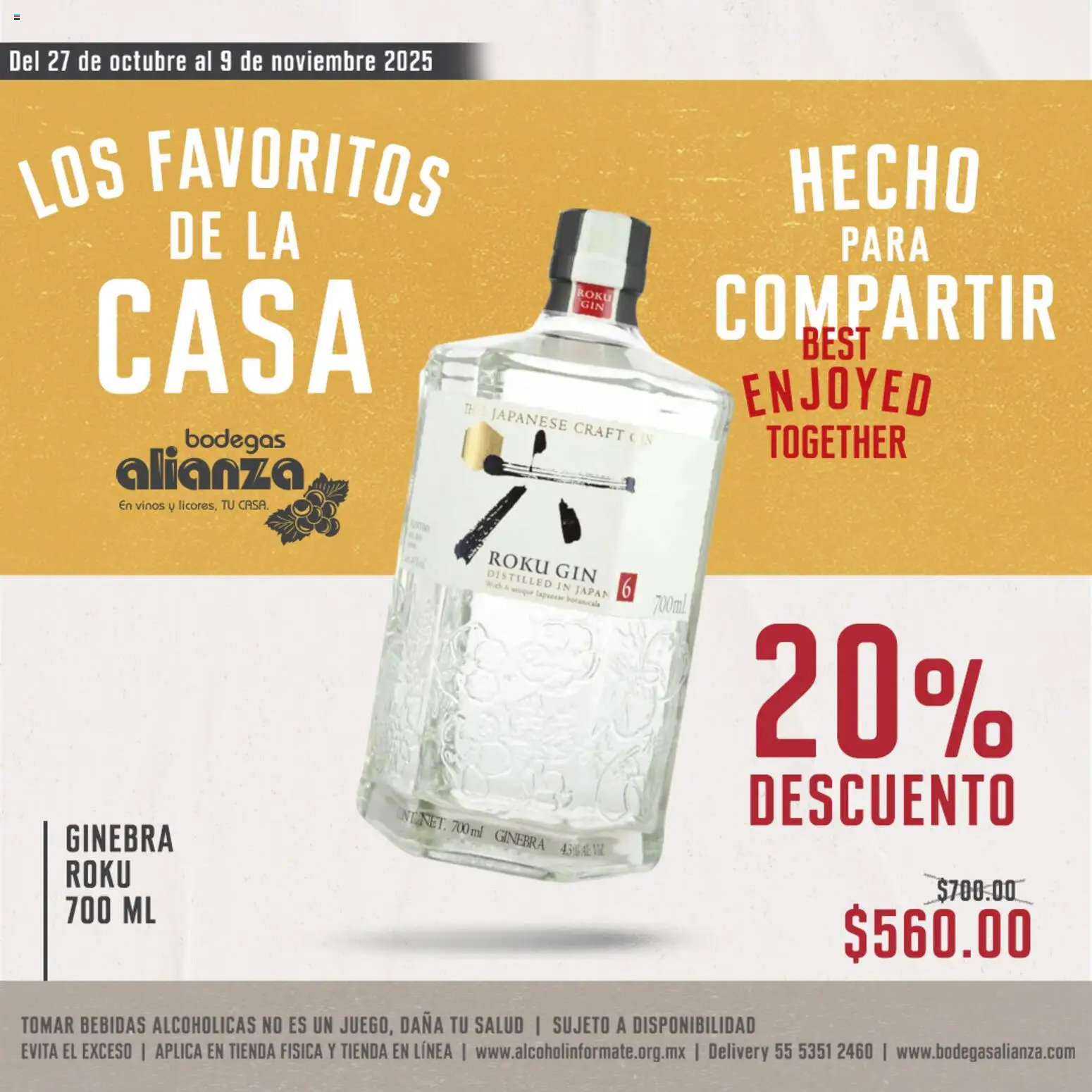 Nuevas ofertas de Bodegas Alianza válidas en toda la República Mexicana desde el 27.10.2025. ¡Encuentra las mejores ofertas en Bodegas Alianza catálogo Los favoritos de la casa! | Página: 4 | Productos: Gin, Ginebra
