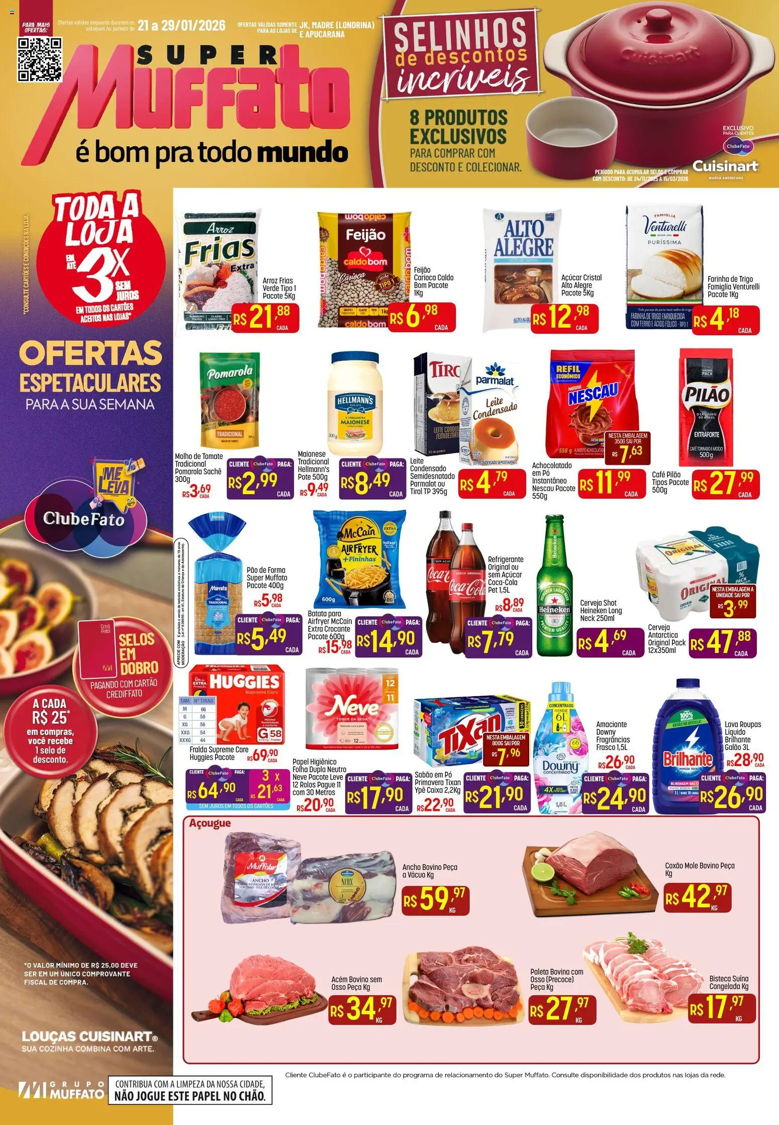 Super Muffato Folheto - válido de 21.01.2026 | Página: 1 | Produtos: Sabão em pó, Molho de tomate, Carne, Pão de forma