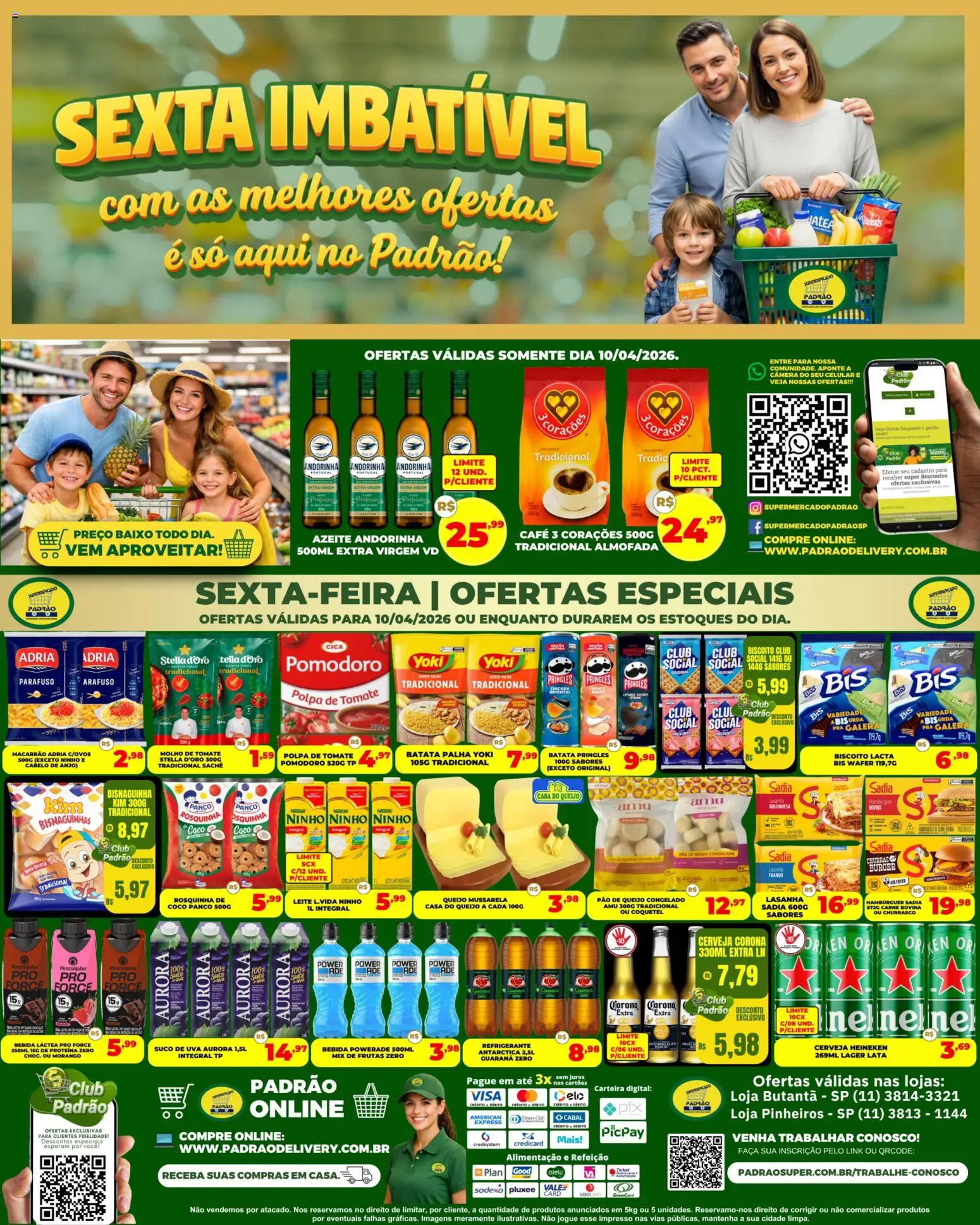Supermercado Padrão Folheto - válido de 10.04.2026 | Página: 1 | Produtos: Carne, Heineken, Hambúrguer, Batata palha