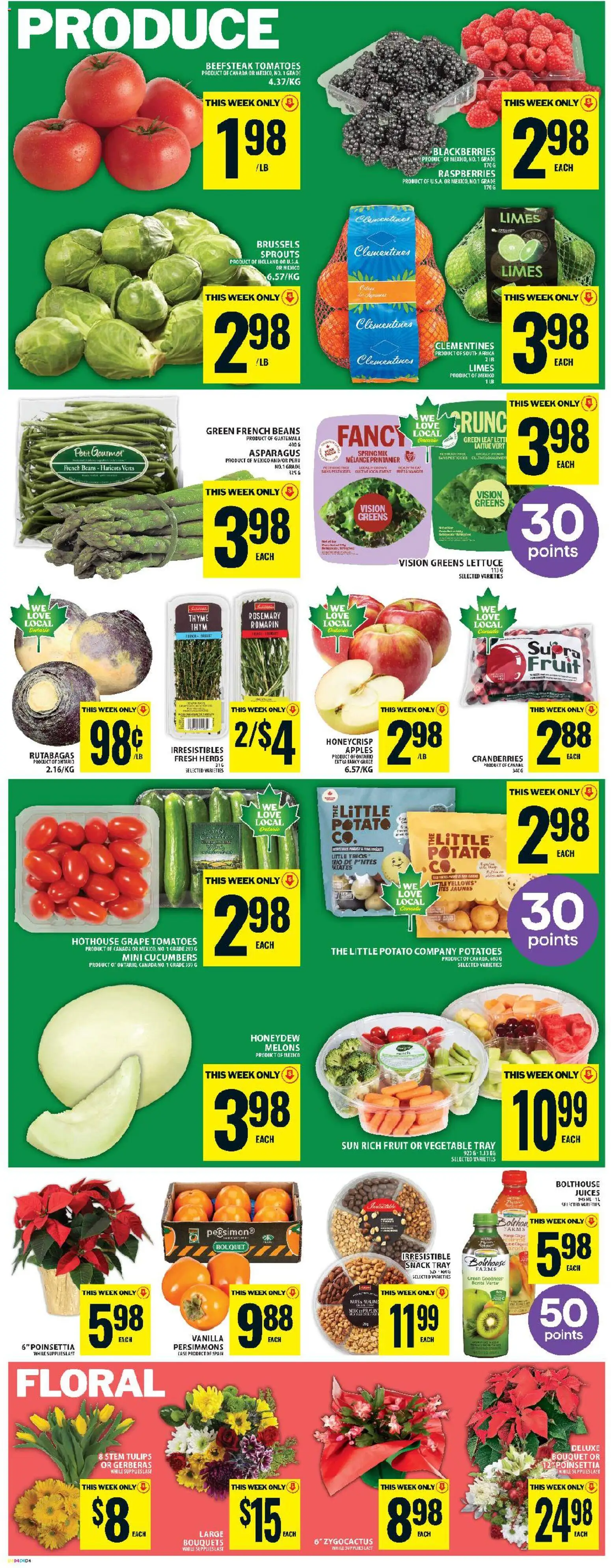 Food Basics flyer valid from 11.12.2025 | Page: 8 | Products: Cucumbers, Potatoes, Case, Apples