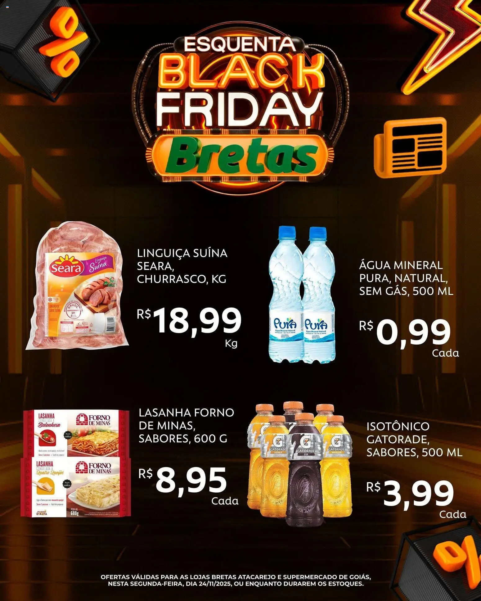 Bretas Folheto - válido de 24.11.2025 | Página: 5 | Produtos: Gatorade, Linguiça, Água mineral, Isotônico