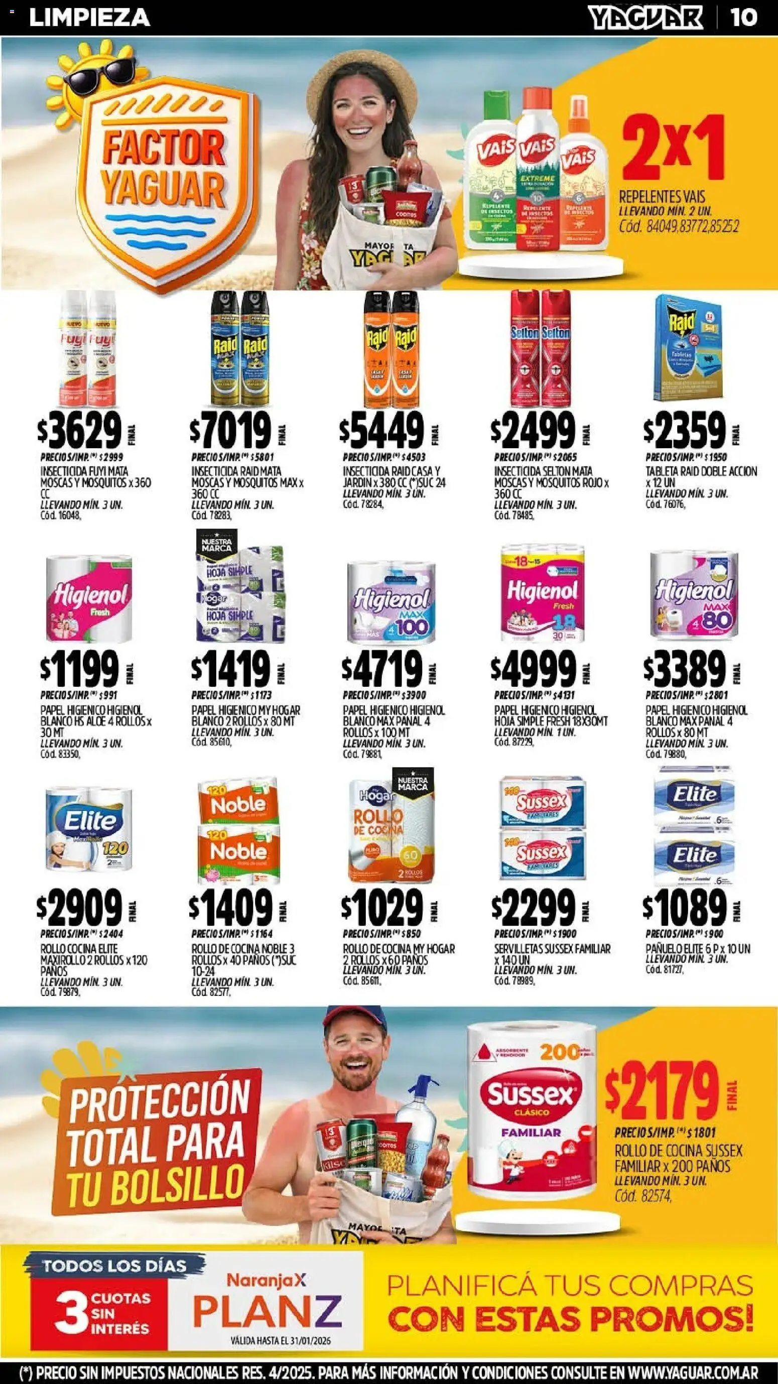 Yaguar - Oferta Semanal Chaco │ válido desde el 26.01.2026 | Página: 10 | Productos: Mata moscas, Papel higiénico, Insecticida, Servilletas