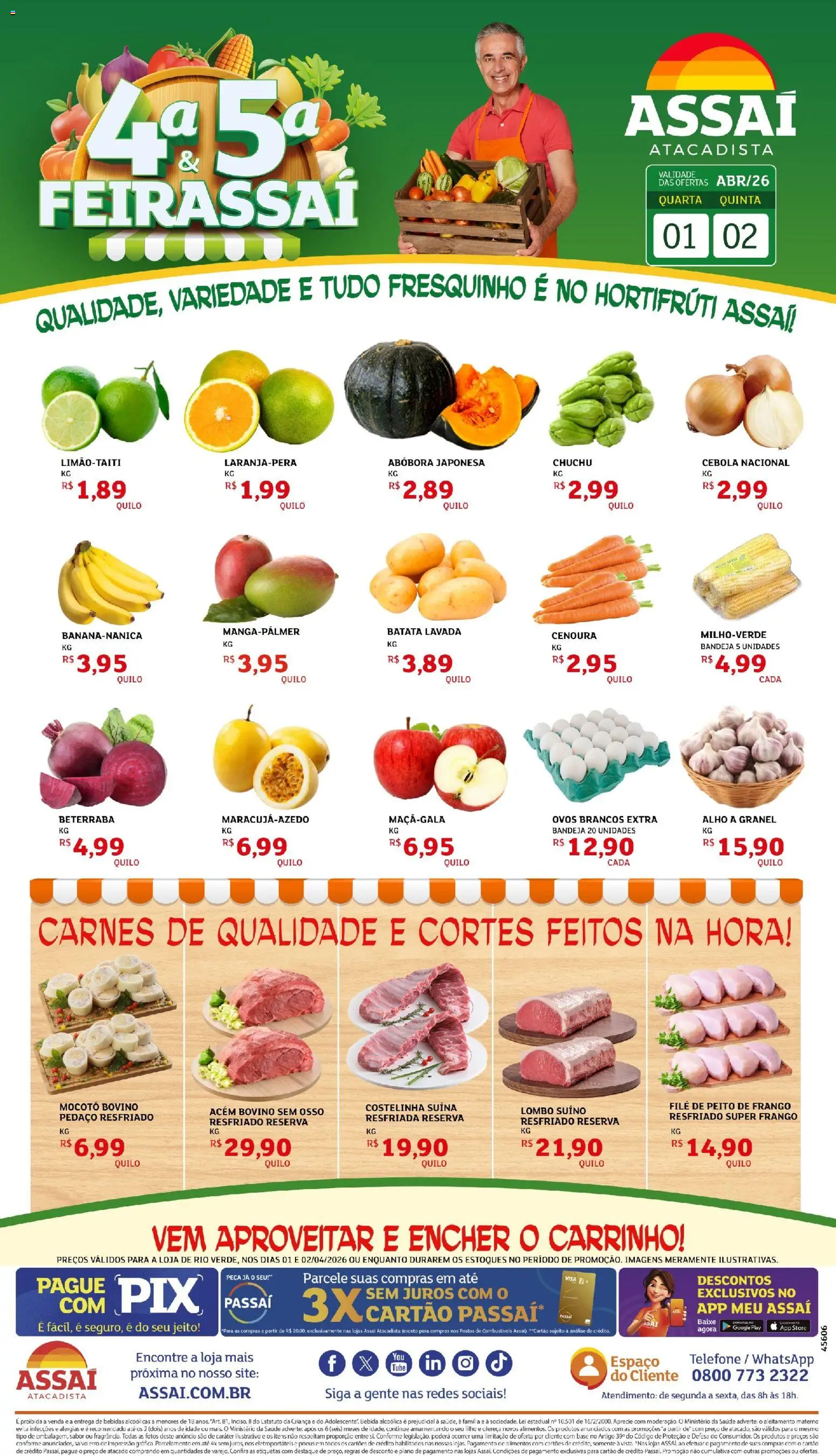 Assaí Atacadista Folheto - válido de 02.04.2026 | Página: 1 | Produtos: Abóbora, Base, Bebida, Bandeja