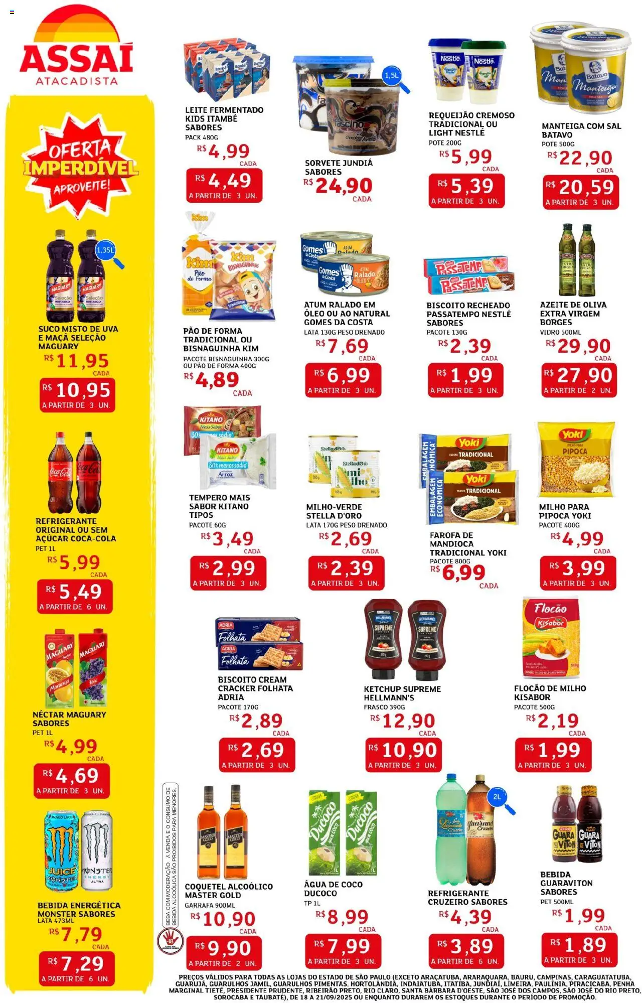 Assaí Atacadista Folheto - válido de 18.09.2025 | Página: 2 | Produtos: Leite, Ketchup, Sorvete, Leite fermentado