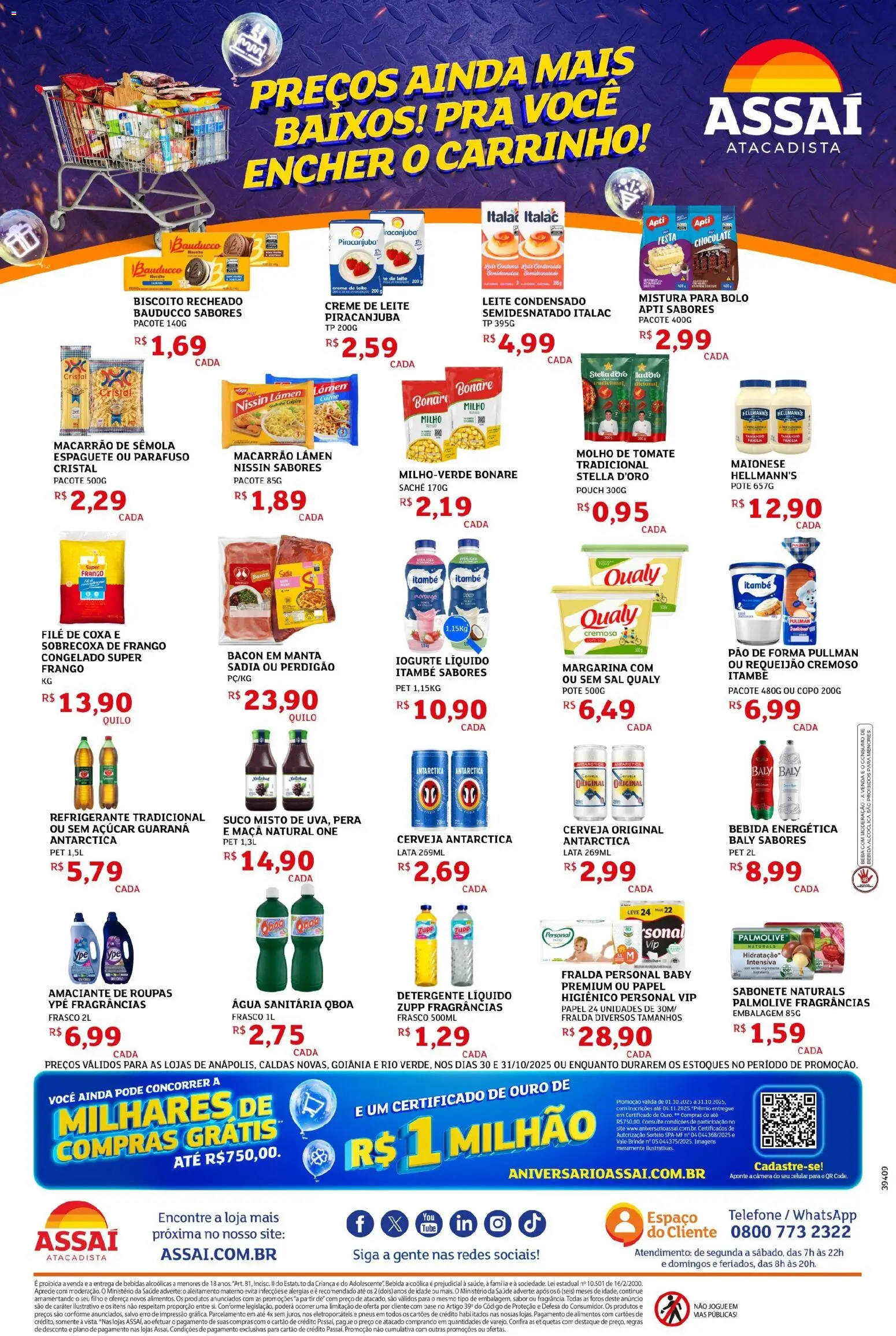 Assaí Atacadista Folheto - válido de 30.10.2025 | Página: 2 | Produtos: Espaguete, Biscoito, Bolo, Açúcar
