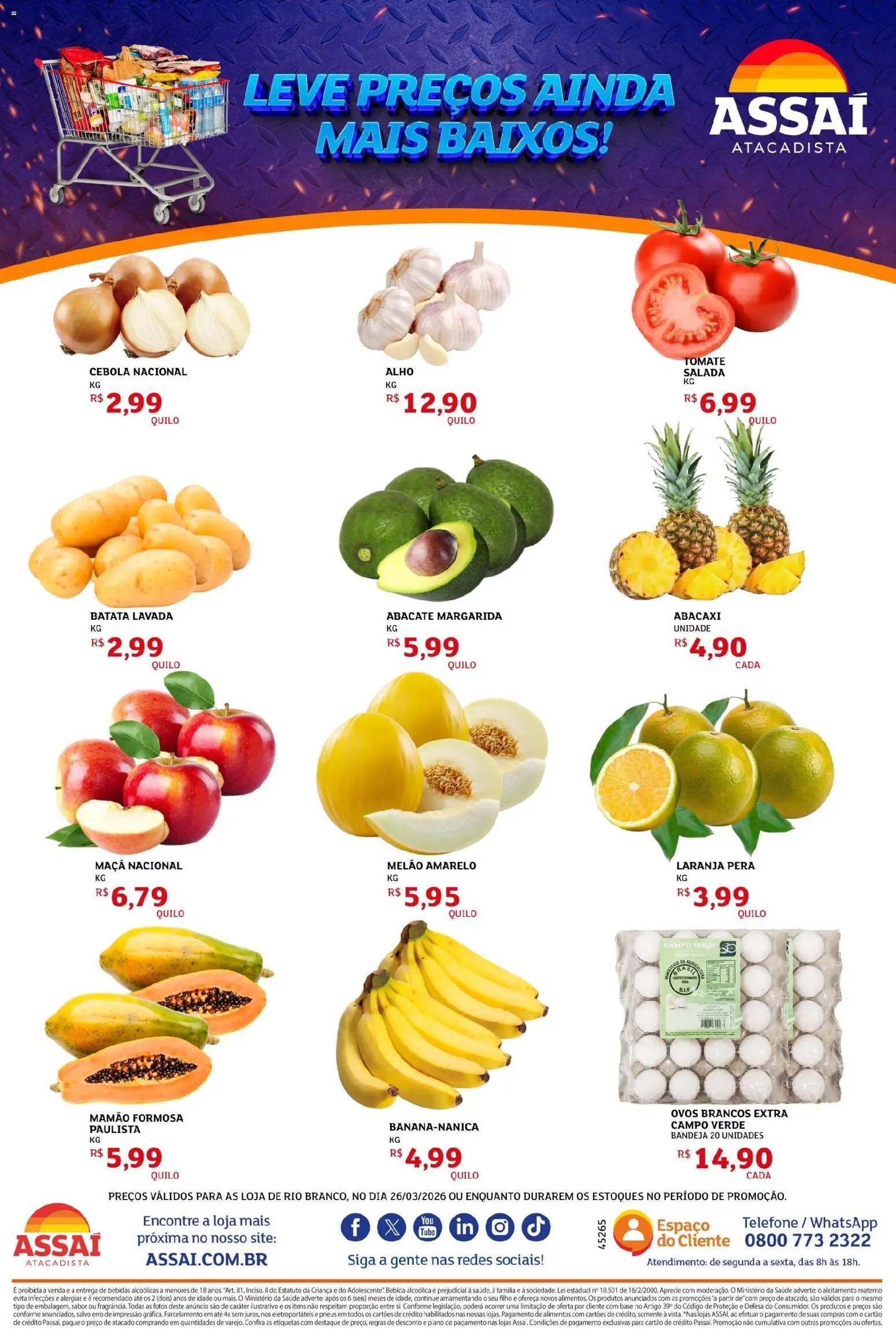 Assaí Atacadista Folheto - válido de 26.03.2026 | Página: 4 | Produtos: Pera, Base, Mamão, Telefone