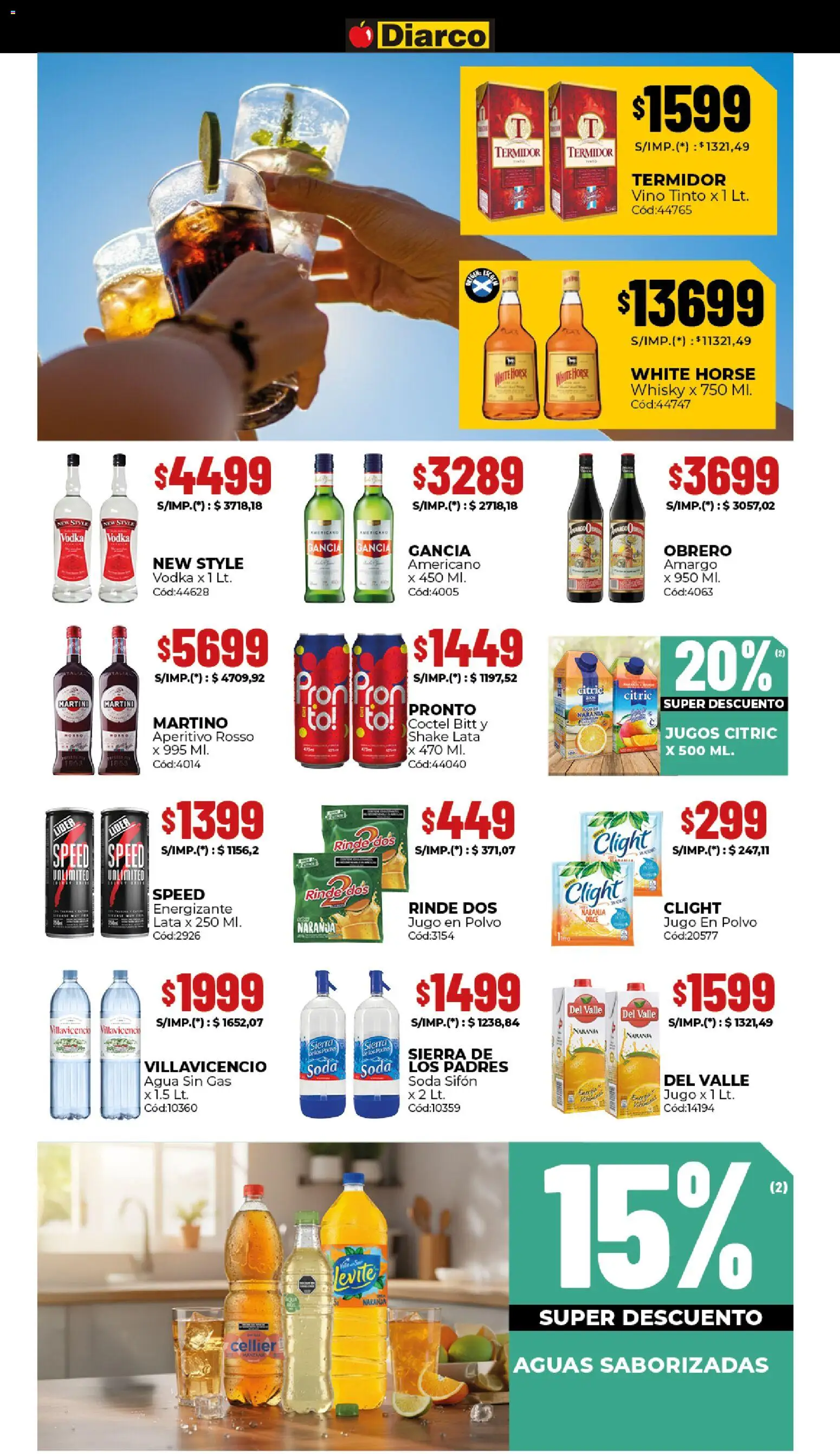 Diarco ofertas │ válido desde el 09.03.2026 | Página: 8 | Productos: Whisky, Polvo, Agua, Vino