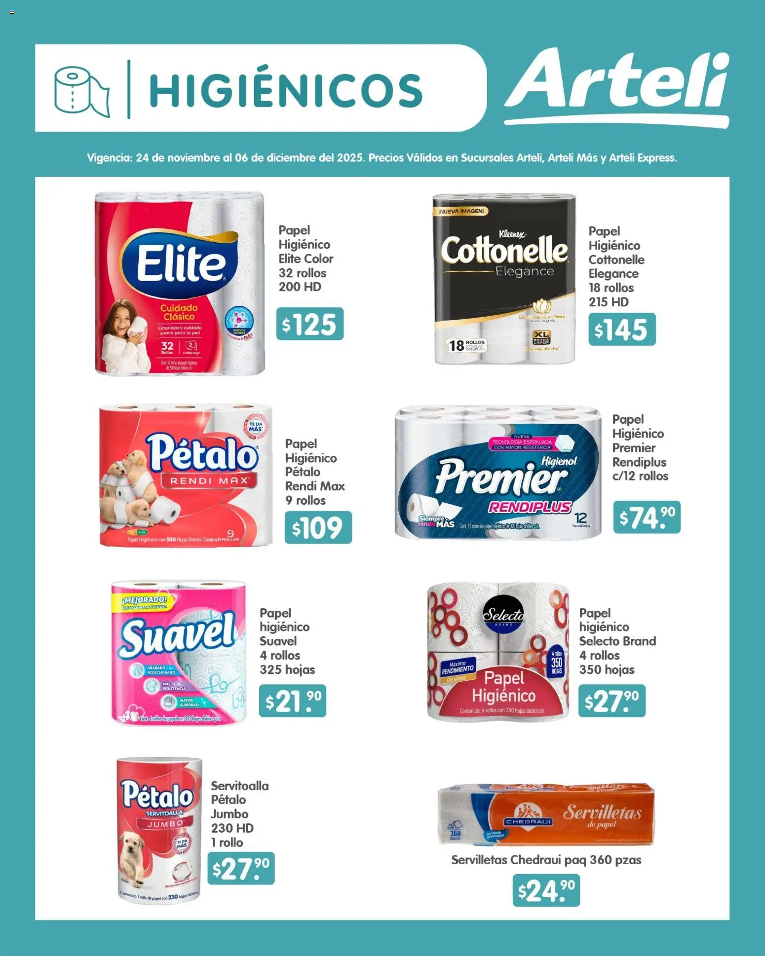 Nuevas ofertas de Arteli válidas en toda la República Mexicana desde el 24.11.2025. ¡Encuentra las mejores ofertas en Arteli folleto Quincenal! | Página: 14 | Productos: Papel higiénico, Té, Servilletas