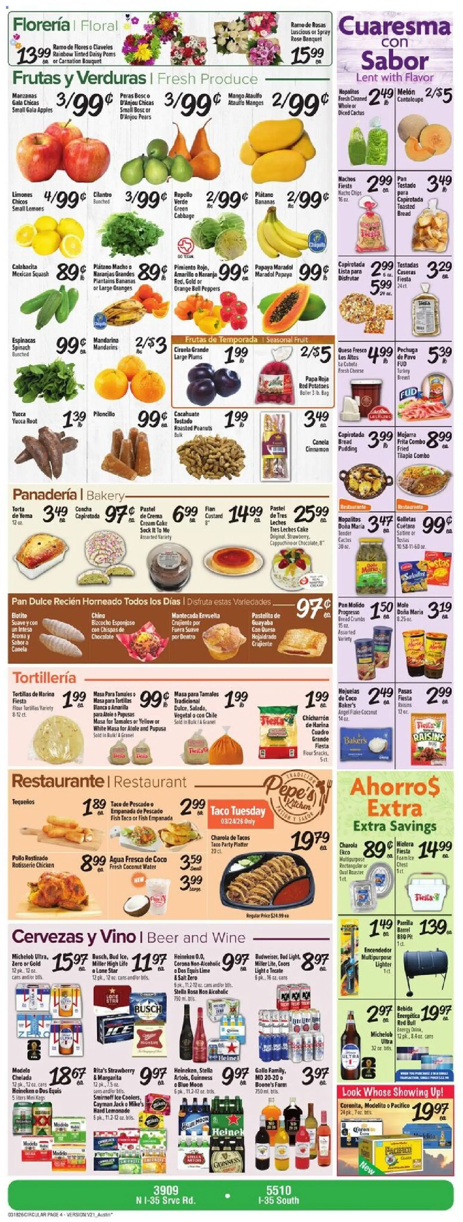Fiesta Mart Weekly Ad - valid from 18.03.2026 | Page: 4 | Products: Peppers, Squash, Bread, Chips