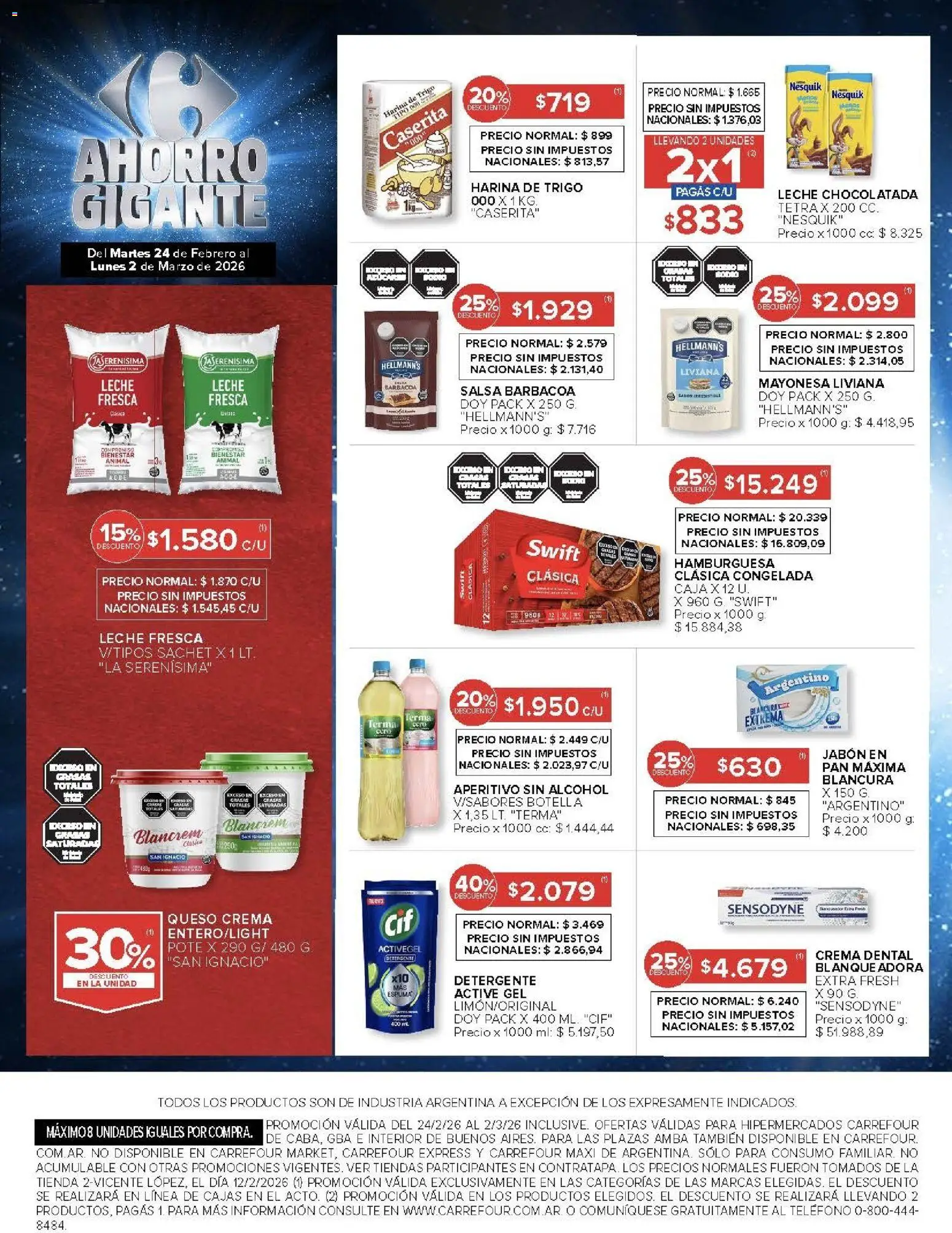 Carrefour ofertas │ válido desde el 24.02.2026 | Página: 13 | Productos: Espuma, Leche, Queso, Pan