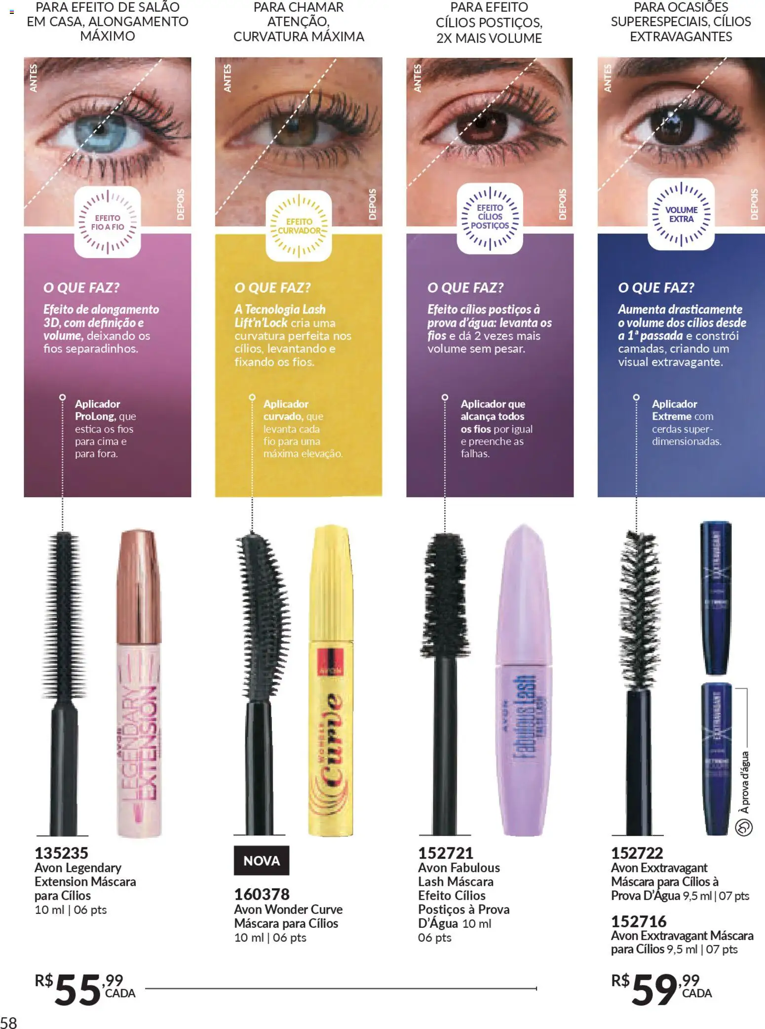 Avon Folheto - válido de 19.12.2025 | Página: 58 | Produtos: Máscara para cílios, Cílios postiços