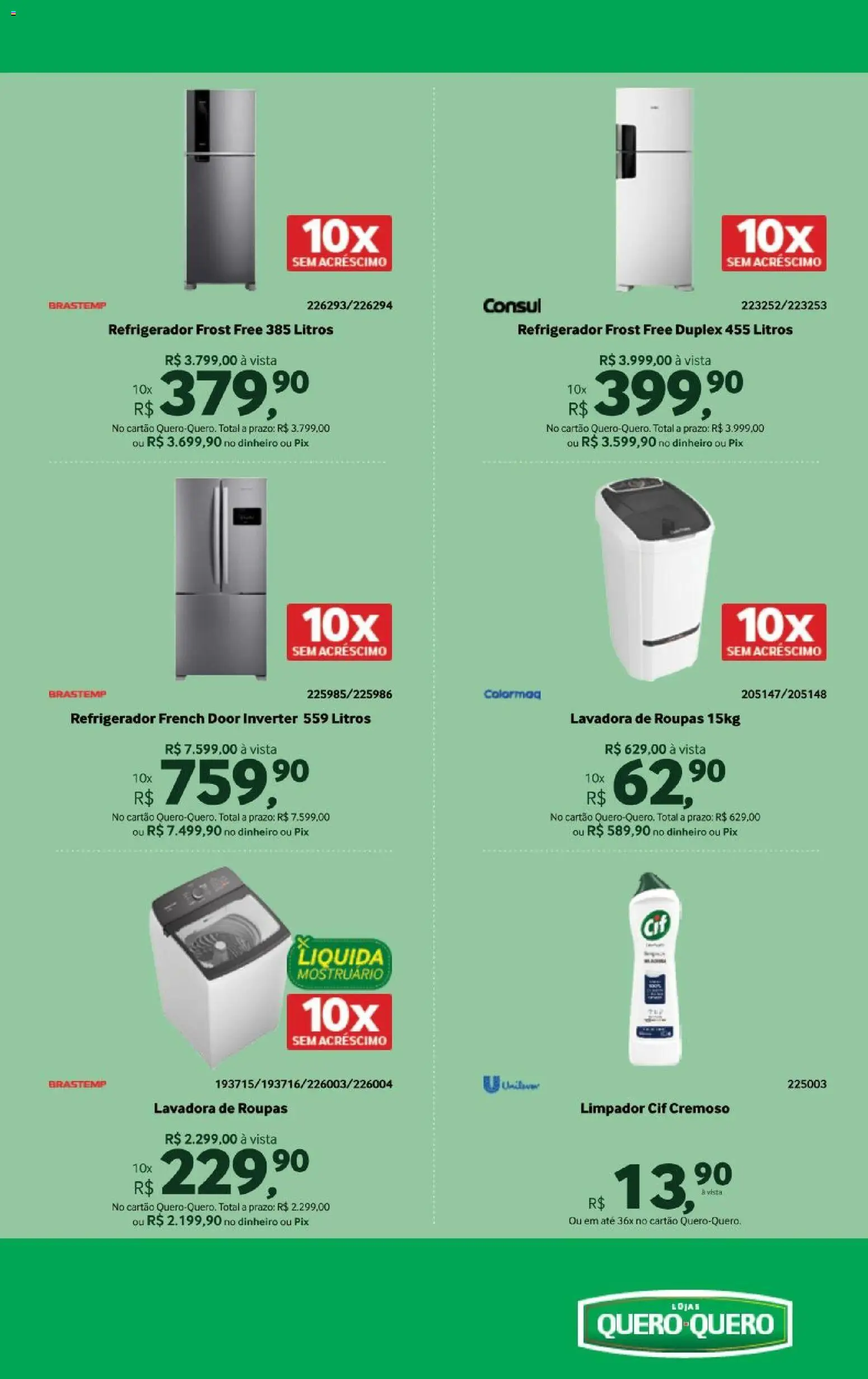 Lojas Quero-Quero Folheto - válido de 16.03.2026 | Página: 4 | Produtos: Refrigerador, Lavadora de roupas, Roupas