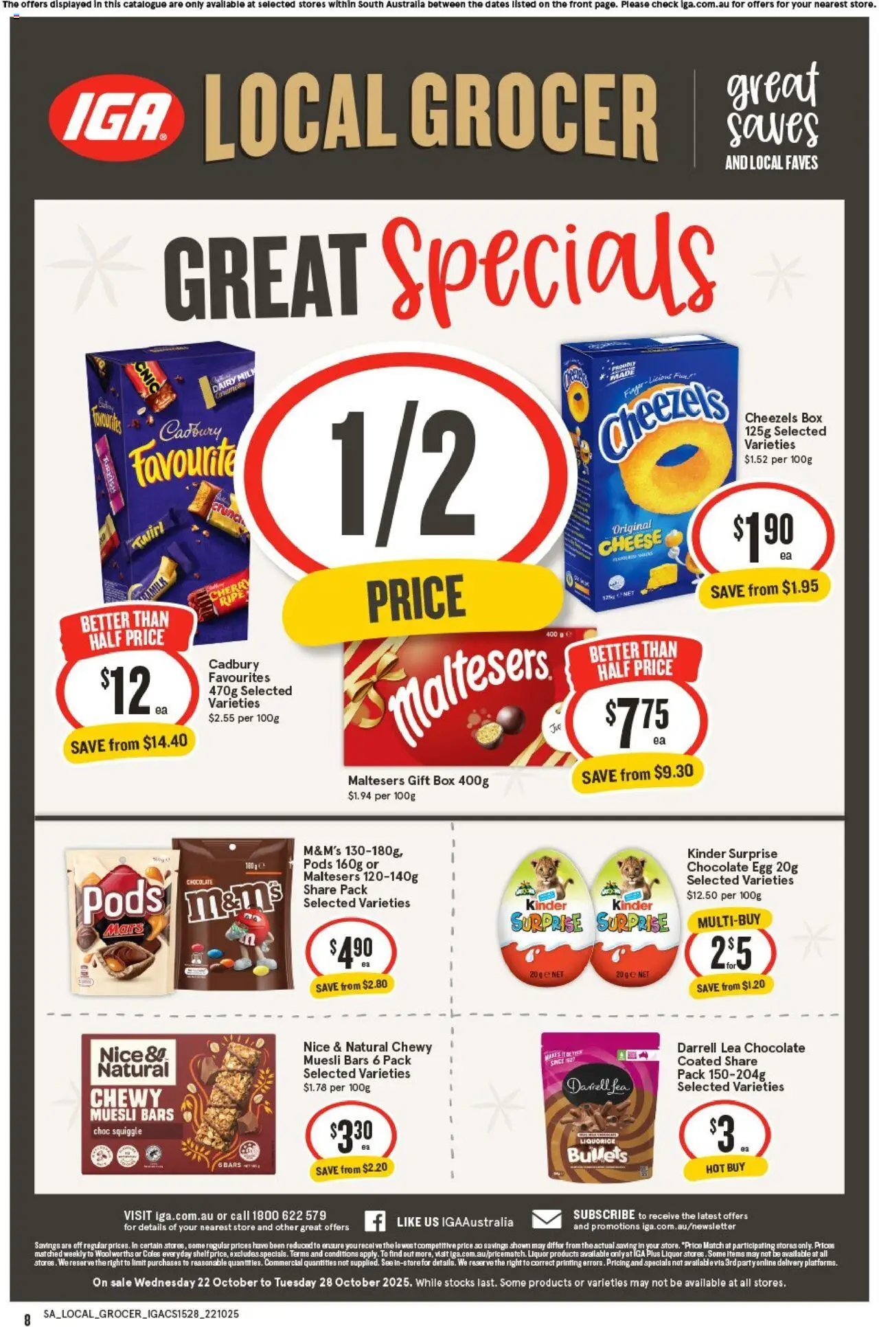 IGA catalogue - valid from 22.10.2025 | Page: 8 | Products: Milk, Dairy, Cheese, Chocolate