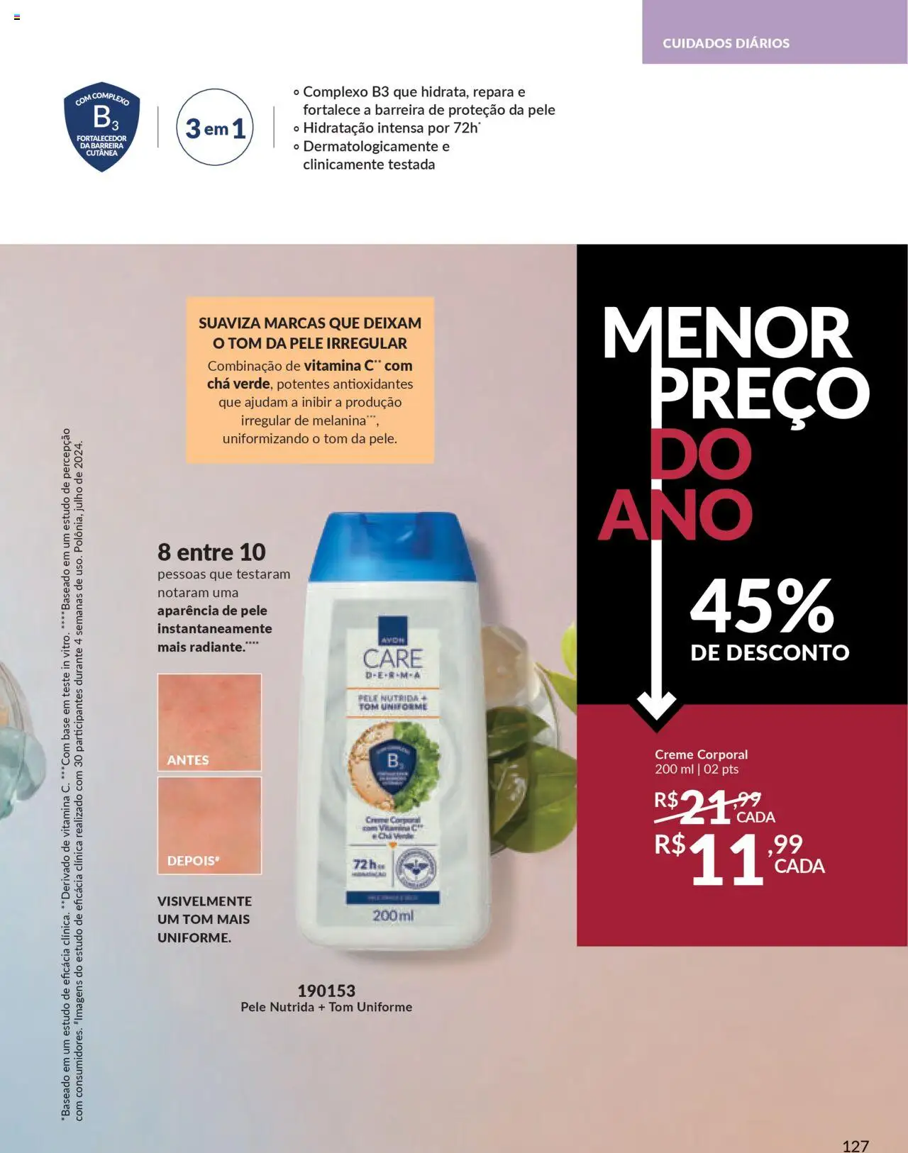 Avon Folheto - válido de 07.10.2025 | Página: 127 | Produtos: Creme corporal, Base, Vitamina c, Chá verde