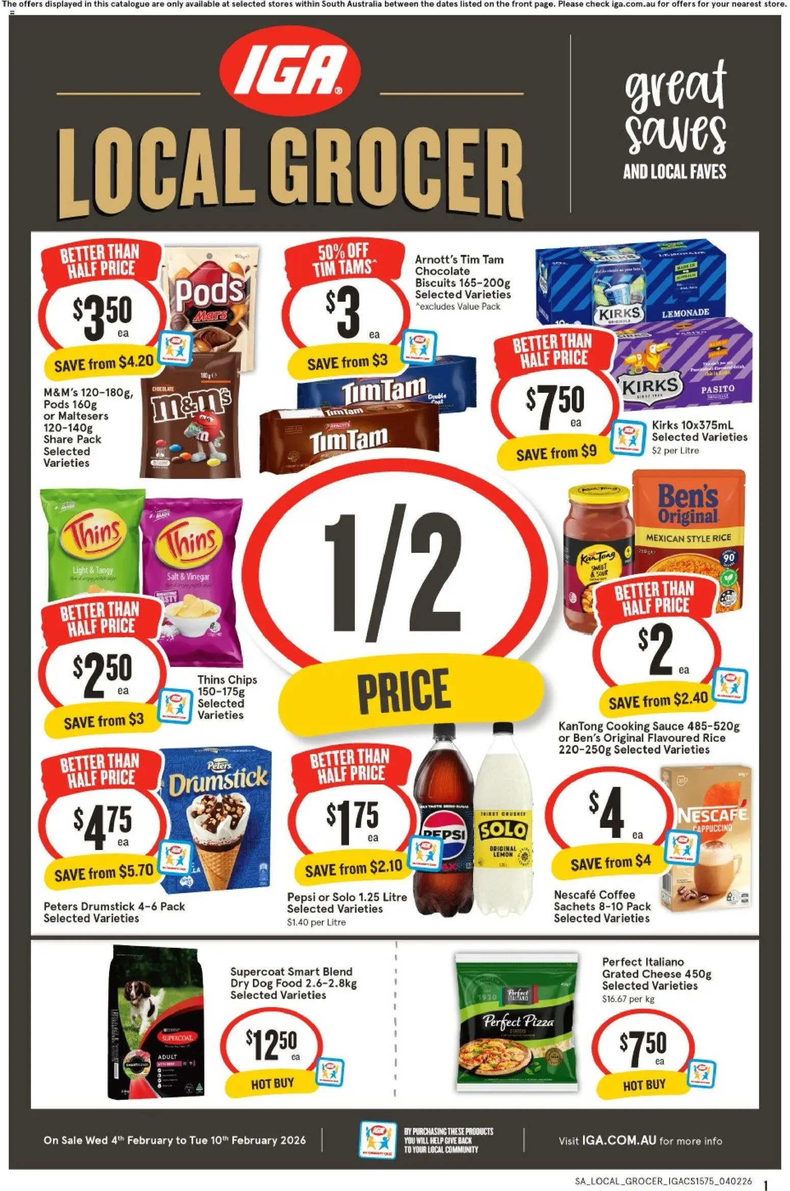 IGA catalogue - valid from 04.02.2026 | Page: 1 | Products: Chocolate, Rice, Lemon, Nescafe