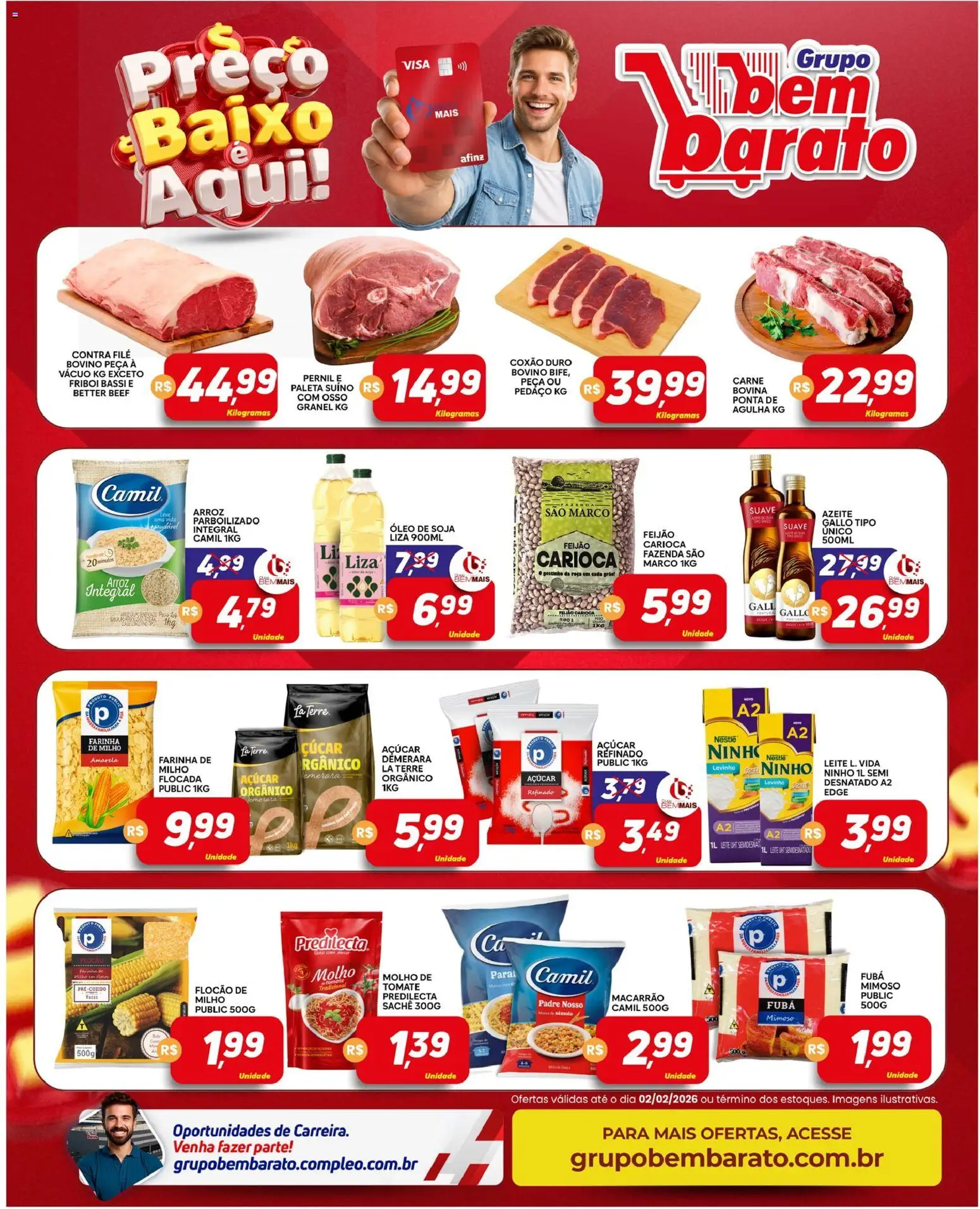 Supermercado Bem Barato Folheto - válido de 27.01.2026 | Página: 2 | Produtos: Feijão, Pernil, Arroz, Baixo