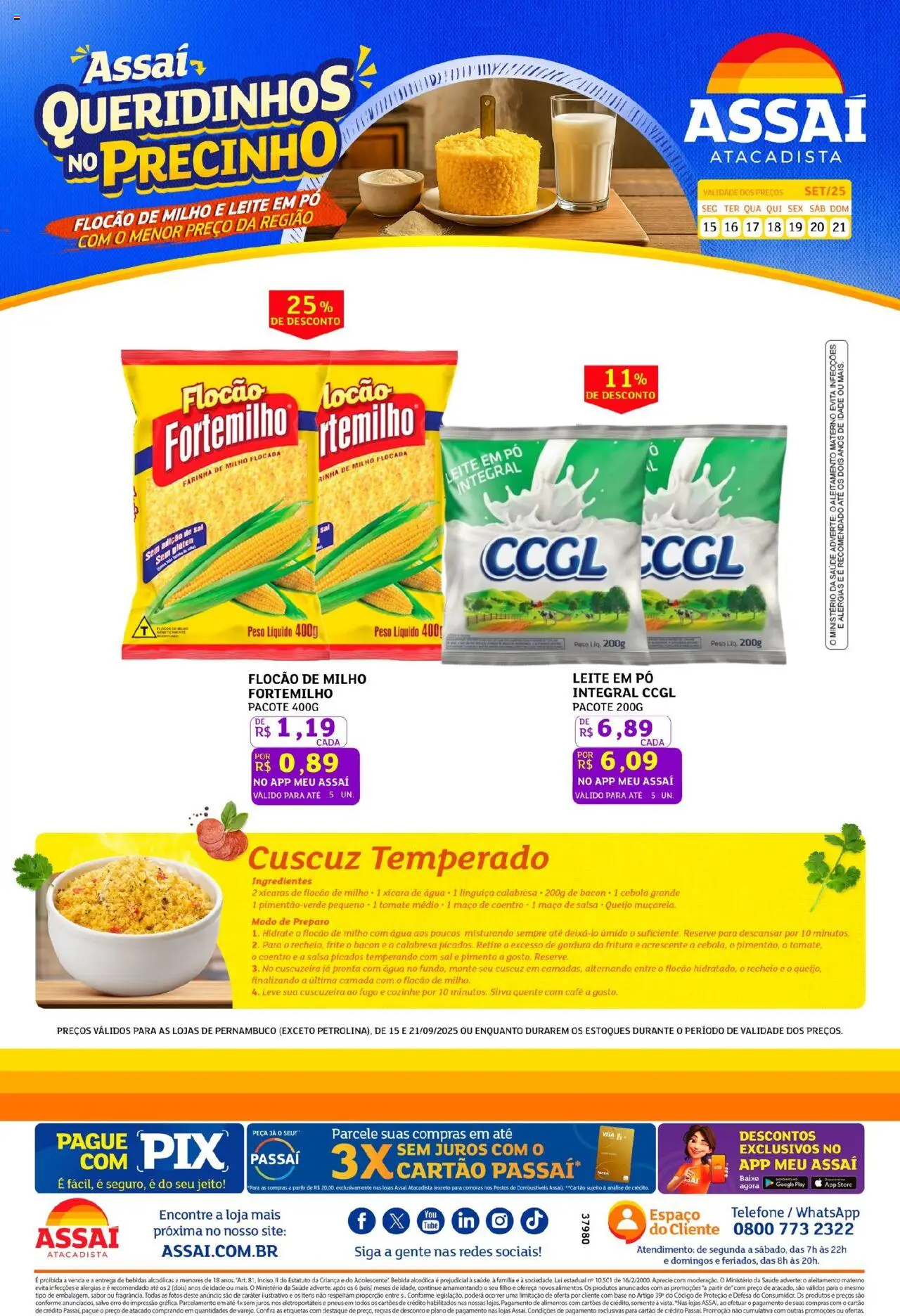 Assaí Atacadista Folheto - válido de 15.09.2025 | Página: 1 | Produtos: Pó, Pimenta, Linguiça, Leite em pó