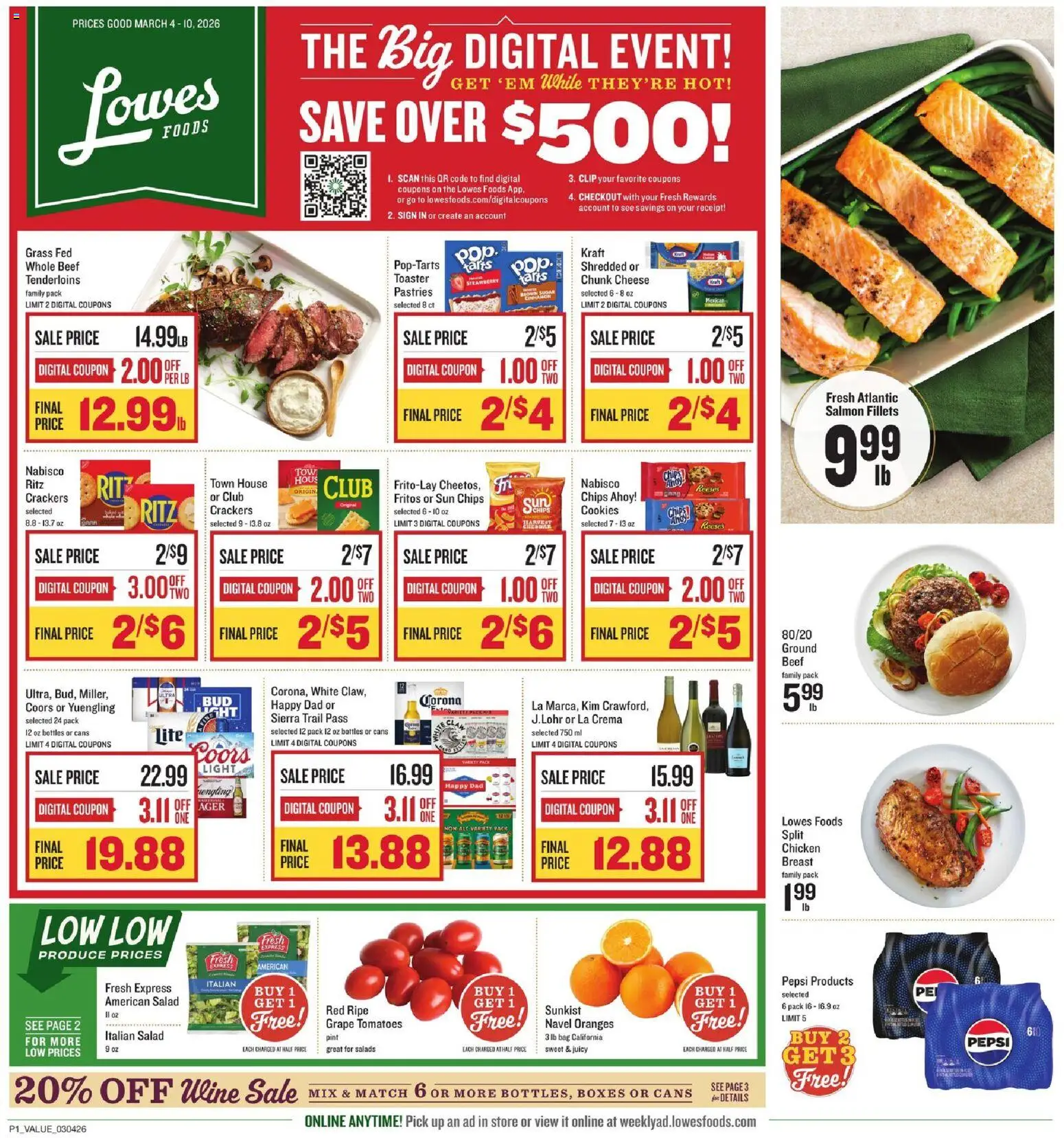 Lowes Foods Weekly Ad - NC - valid from 04.03.2026 | Page: 1 | Products: Toaster, Clip, Oranges, Chips