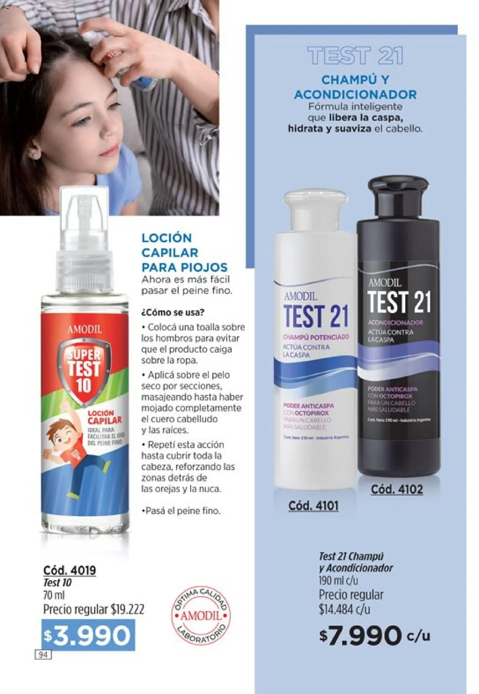Catálogo Amodil Campaña 5 │ válido desde el 01.03.2026 | Página: 94 | Productos: Peine, Sobre, Champú, Loción