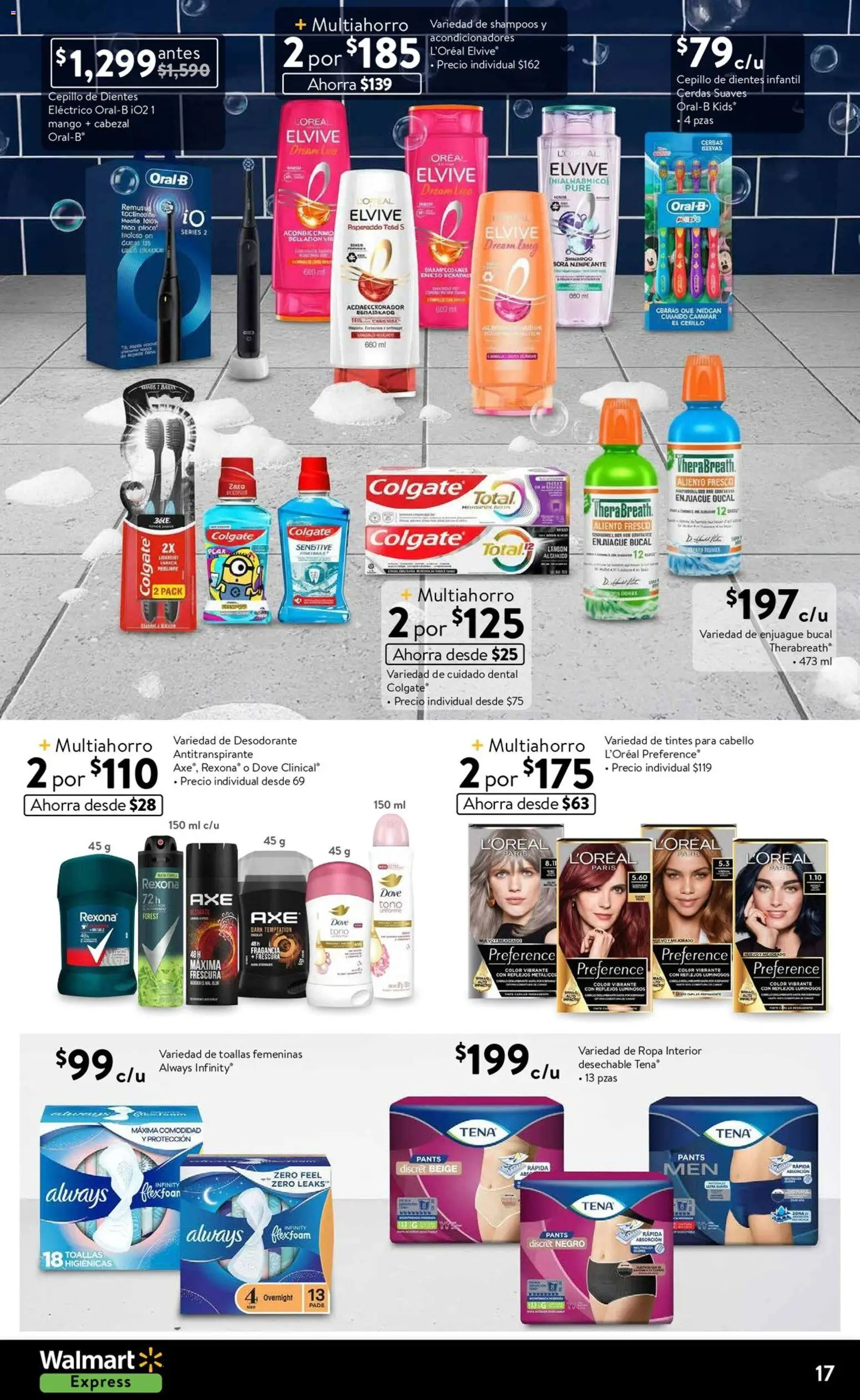 Nuevas ofertas de Walmart Express válidas en toda la República Mexicana desde el 01.01.2026. ¡Encuentra las mejores ofertas en Walmart Express folleto! | Página: 17 | Productos: Antitranspirante, Enjuague bucal, Mango, Toallas