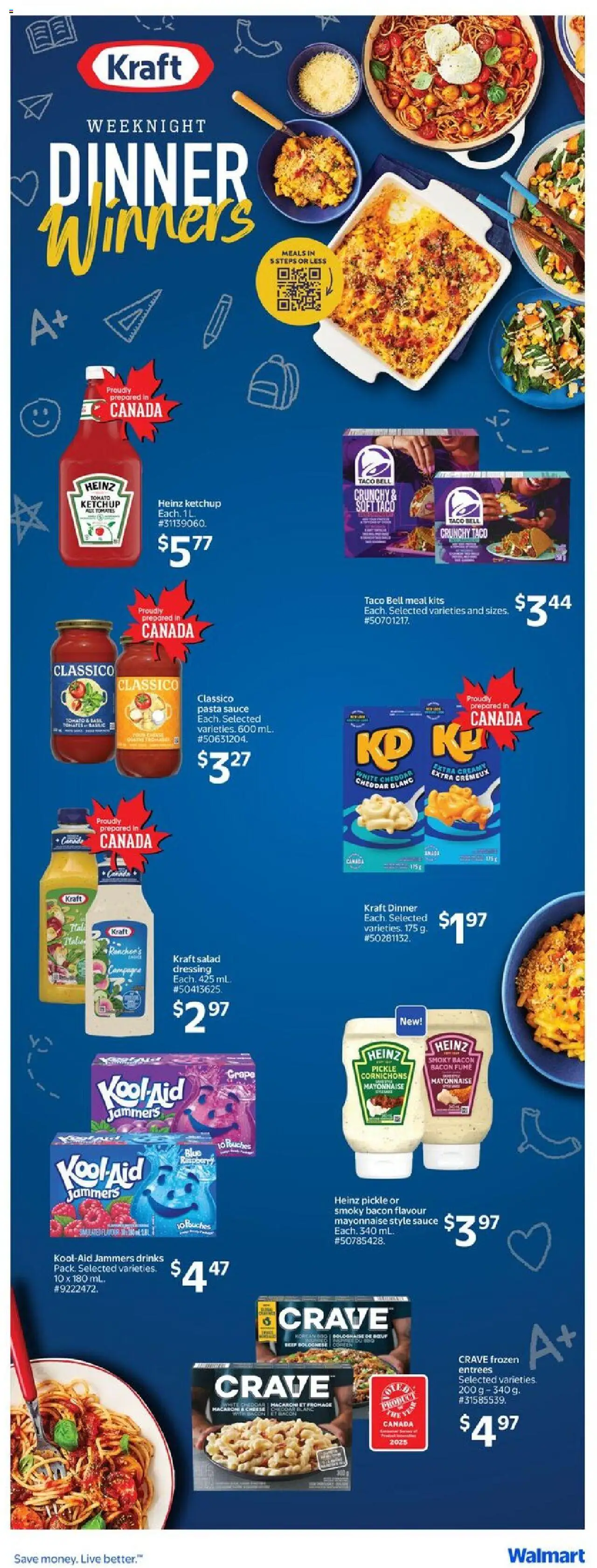 Walmart flyer valid from 18.09.2025 | Page: 25 | Products: Beef, Pasta, Ketchup, Salad