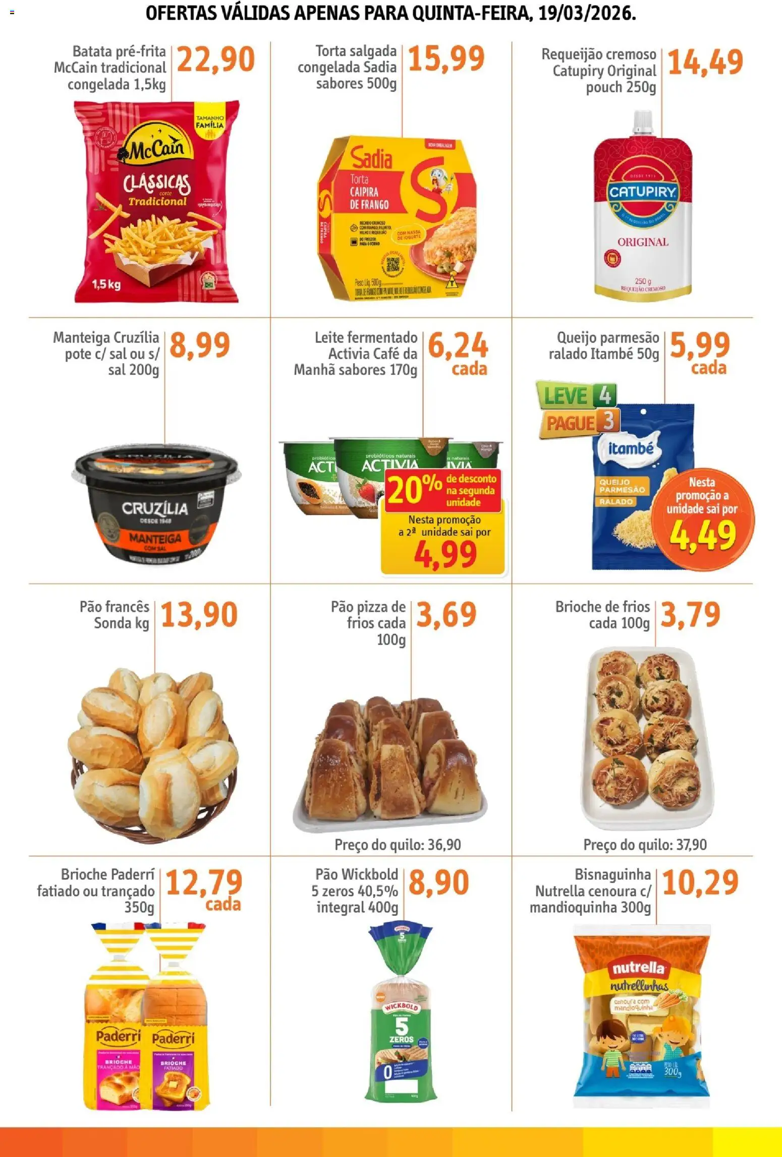 Sonda Folheto - válido de 19.03.2026 | Página: 2 | Produtos: Mandioquinha, Manteiga, Pizza, Pão francês