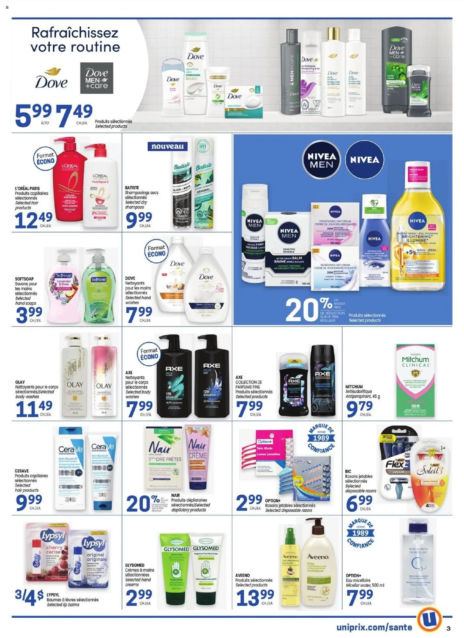 Uniprix flyer valid from 09.04.2026 | Page: 3 | Products: Cream, Shampoo