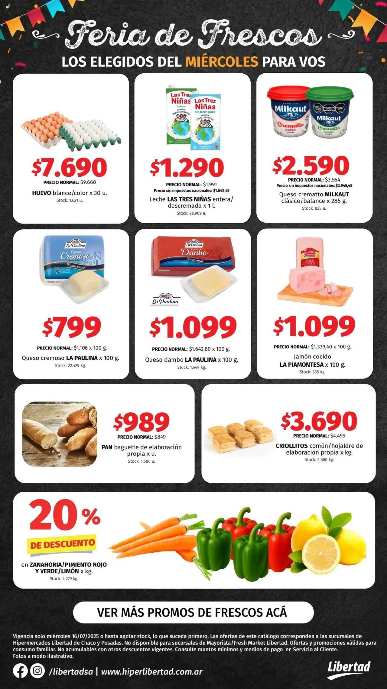 Hipermercado Libertad - Feria de Frescos - NEA │ válido desde el 16.07.2025 | Página: 1 | Productos: Jamón cocido, Huevo, Leche, Jamón