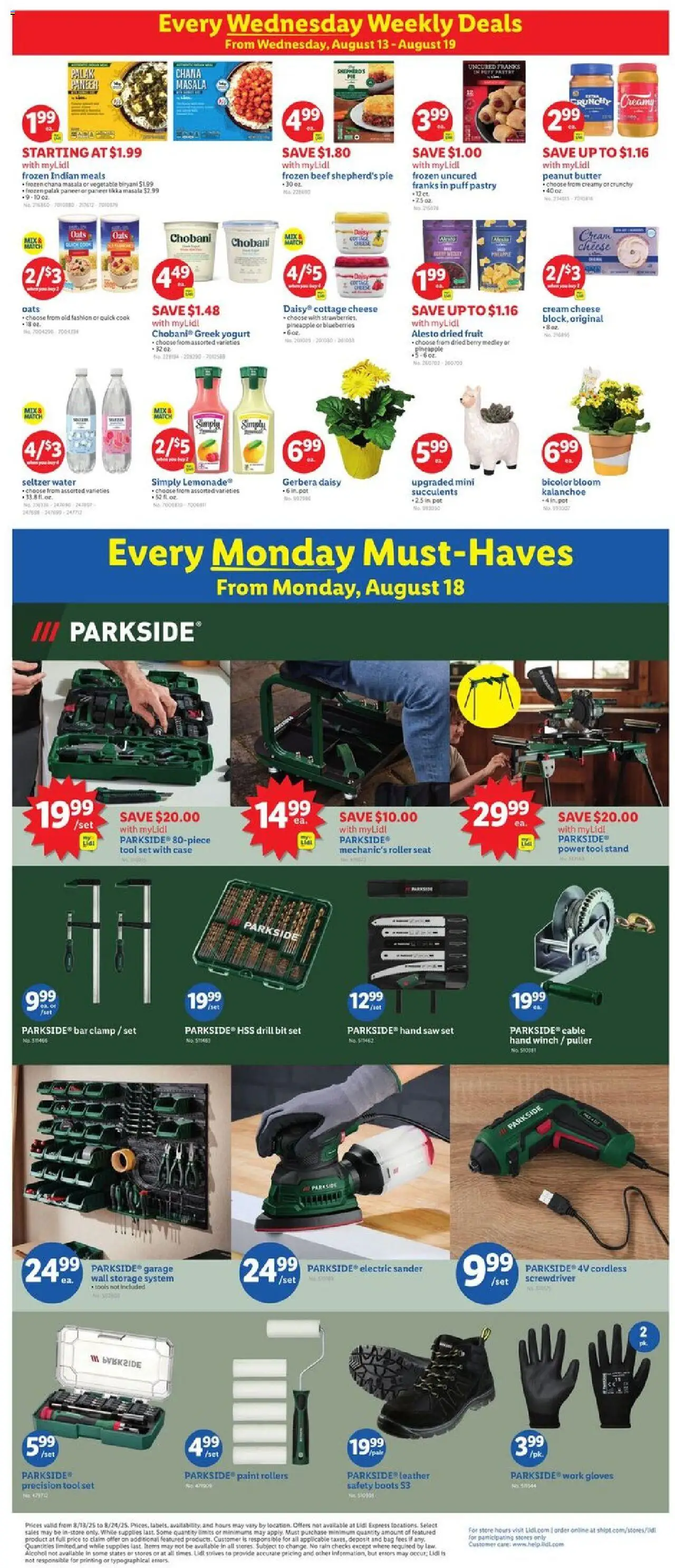 Lidl Weekly Ad - valid from 13.08.2025 | Page: 2 | Products: Saw, Yogurt, Water, Gloves