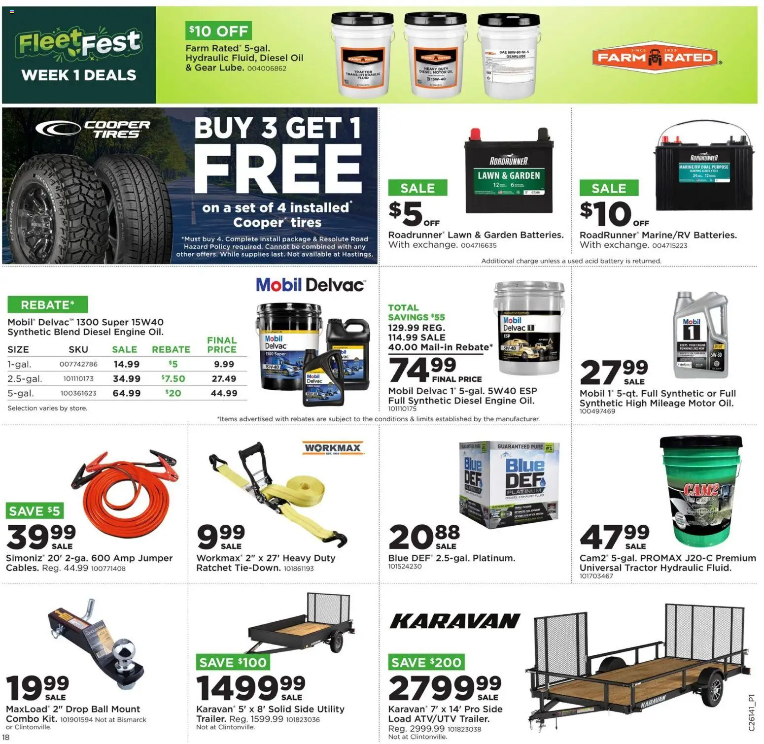 Mills Fleet Farm Weekly Ad - valid from 30.03.2026 | Page: 28 | Products: Battery, Ratchet, Oil, Motor Oil