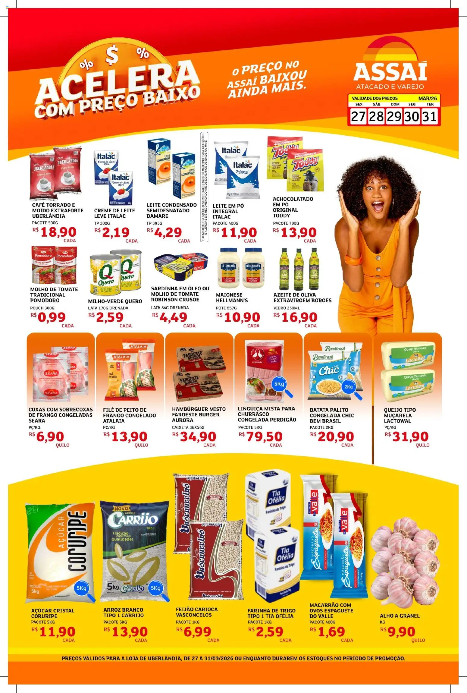Assaí Atacadista Folheto - válido de 27.03.2026 | Página: 1 | Produtos: Molho de tomate, Leite, Café, Leite em pó